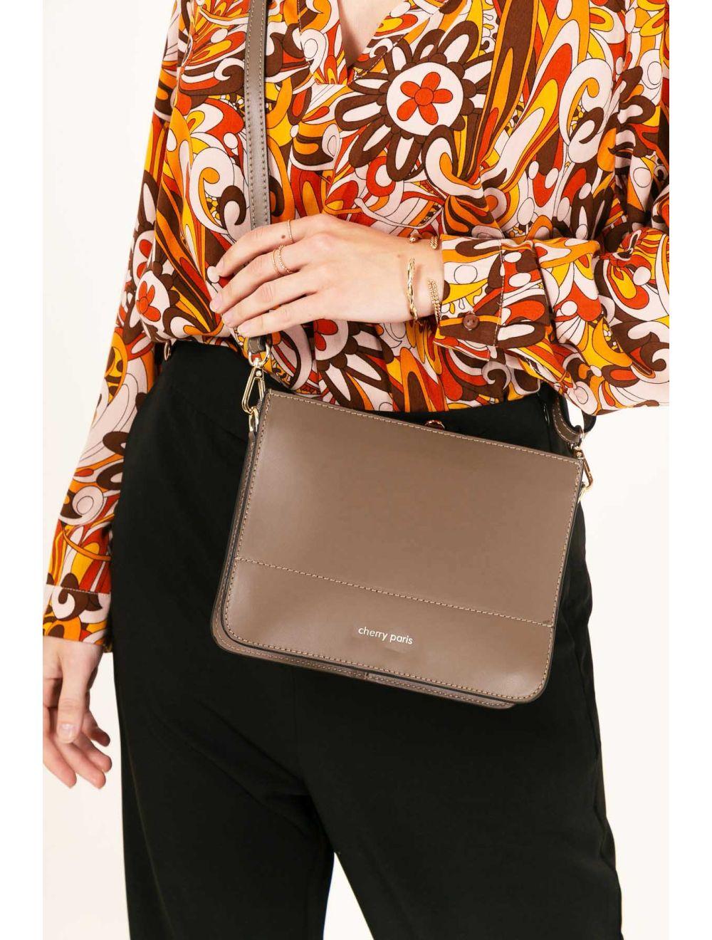 Tom&eva Sac Porté Croisé En Cuir Vachette-TIFFANY 4044-TAUPE FONCÉ