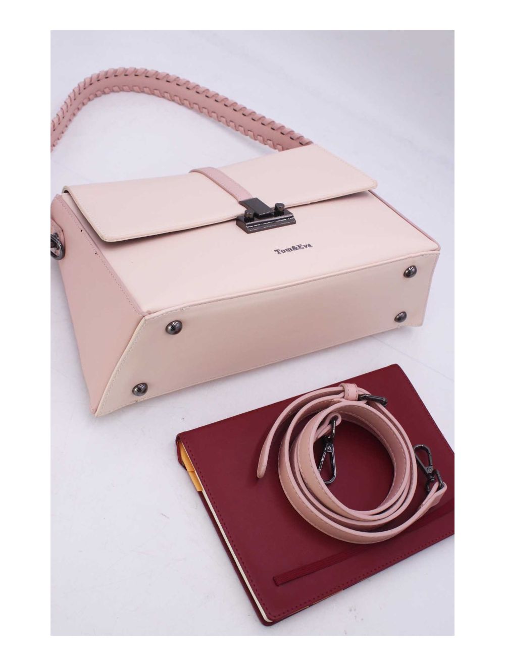 Tom&eva Sac Porté Épaule à Coutures 24B-6126-Beige/Pink