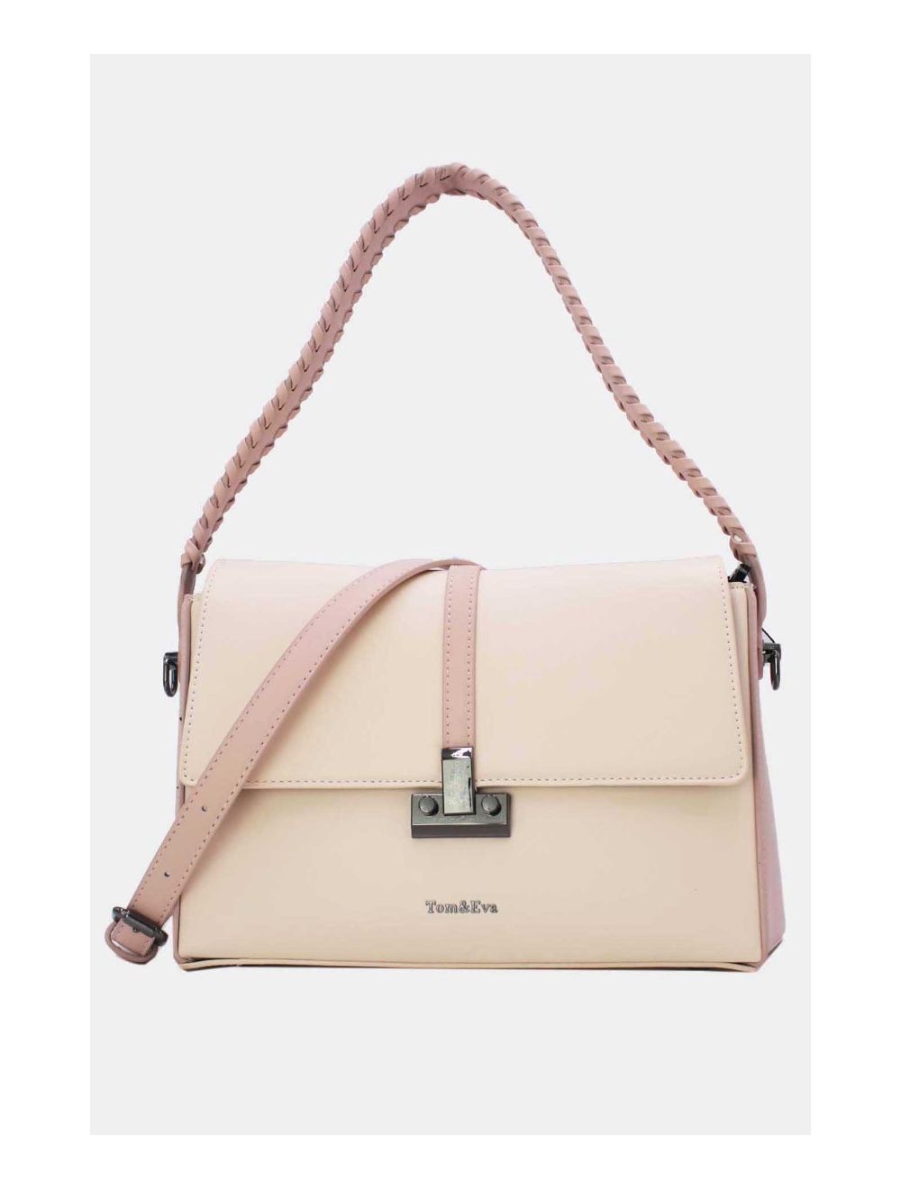 tom&eva Sac Porté Épaule à Coutures 24B-6126-Beige/Pink