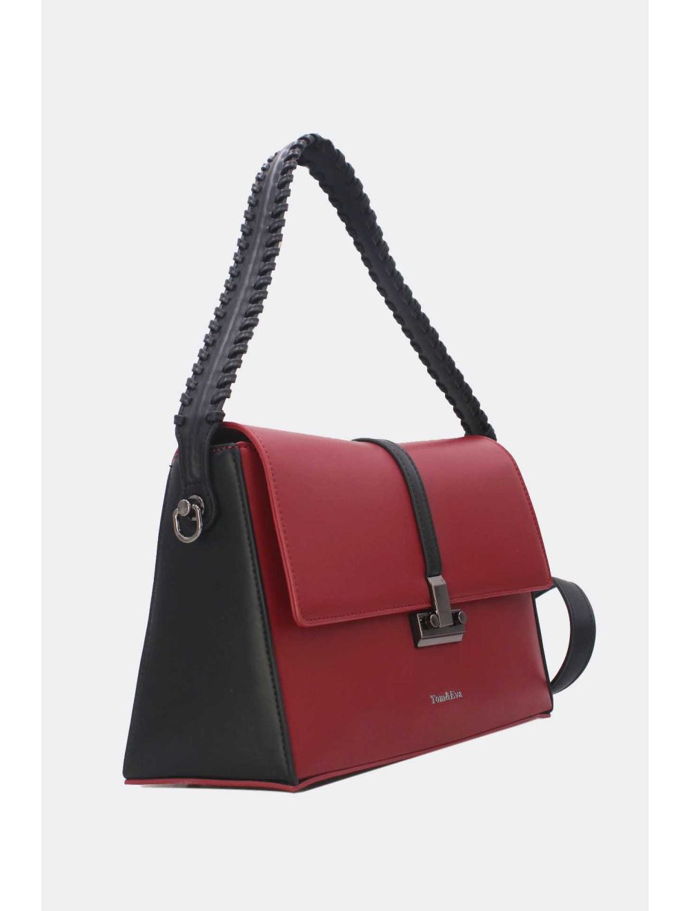 Tom&eva Sac Porté Épaule à Coutures 24B-6126-Burgundy/Black