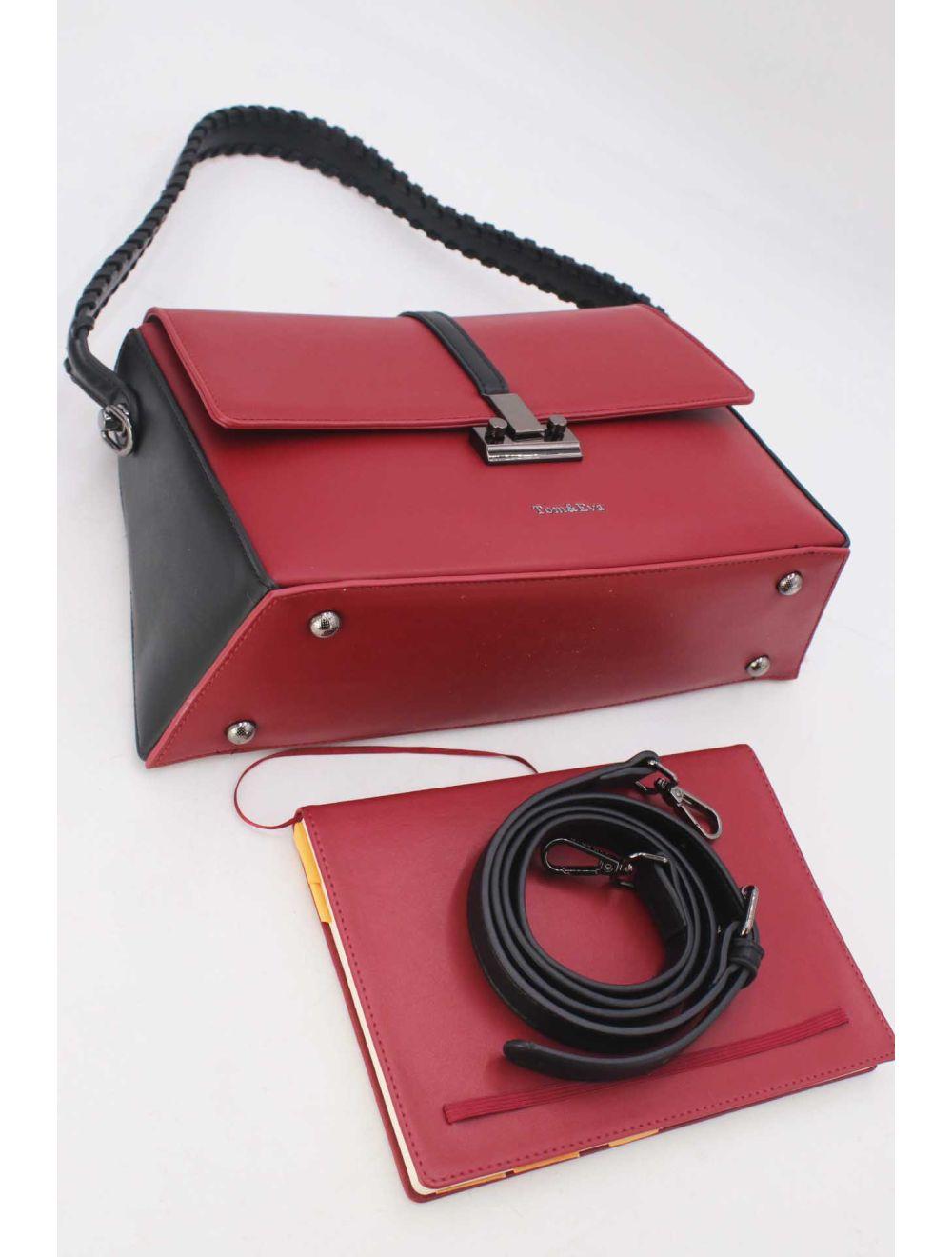 Tom&eva Sac Porté Épaule à Coutures 24B-6126-Burgundy/Black