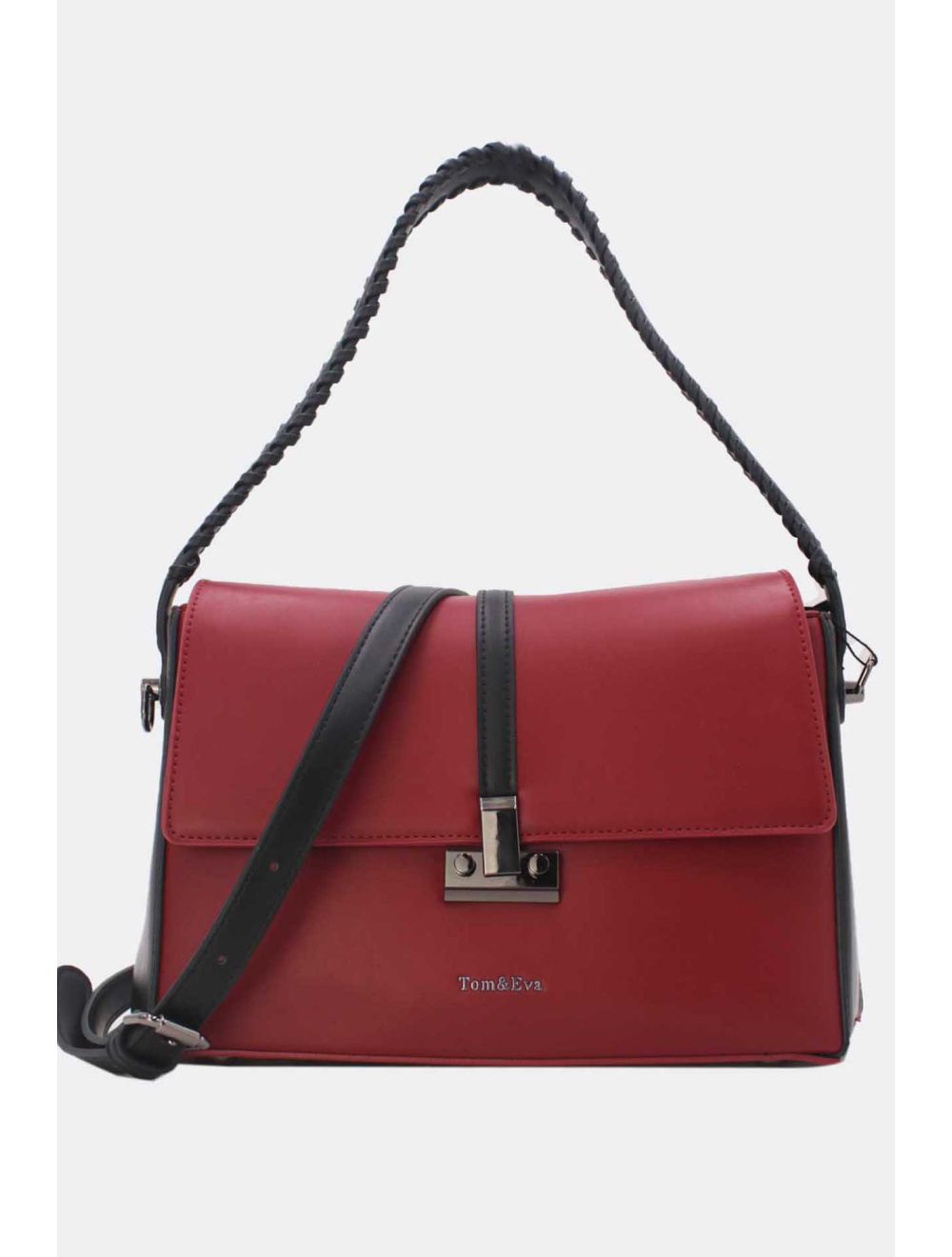 tom&eva Sac Porté Épaule à Coutures 24B-6126-Burgundy/Black