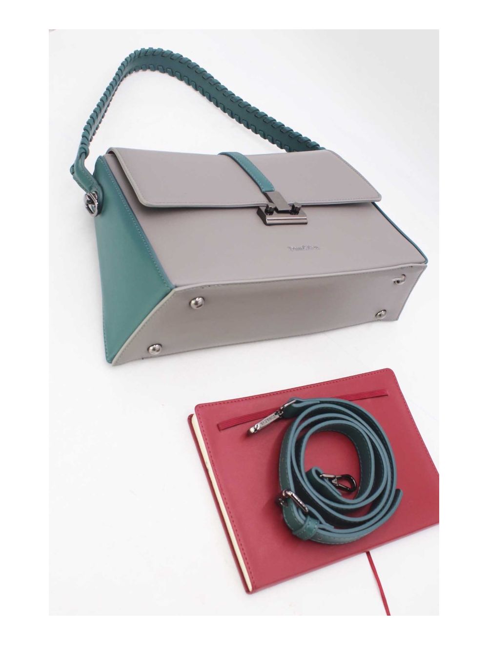 Tom&eva Sac Porté Épaule à Coutures 24B-6126-Grey/Blue