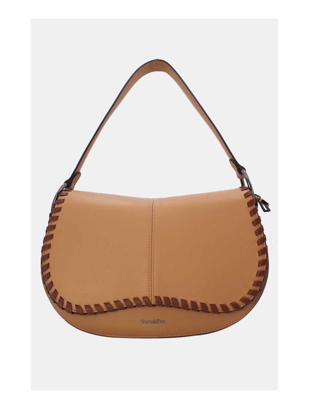 tom&eva Sac Porté Épaule à Coutures Épaisses 24B-6023-Apricot/Coffee