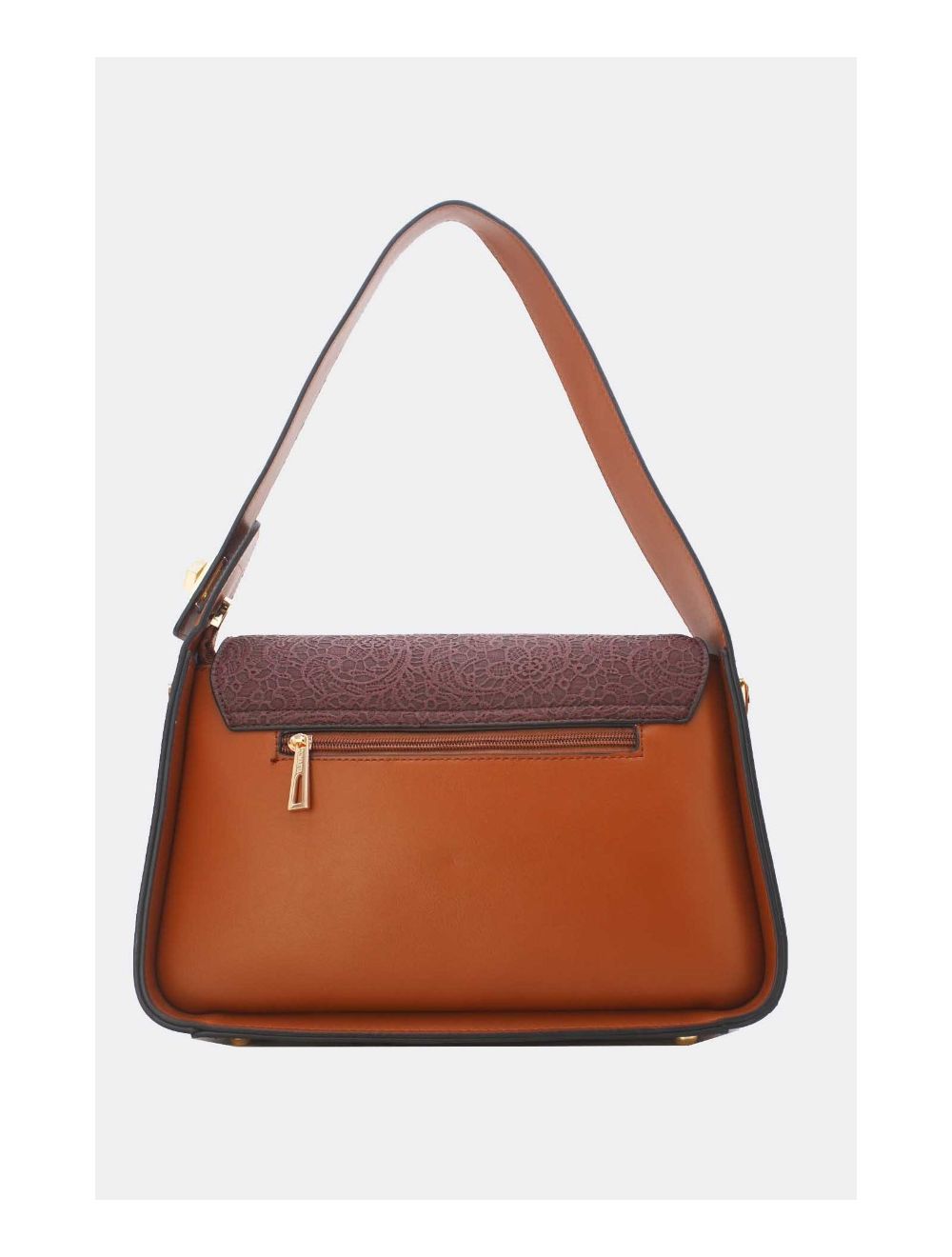 Tom&eva Sac Porté Épaule à Rabat Effet Dentelle 24B-5912-Brown/Coffee