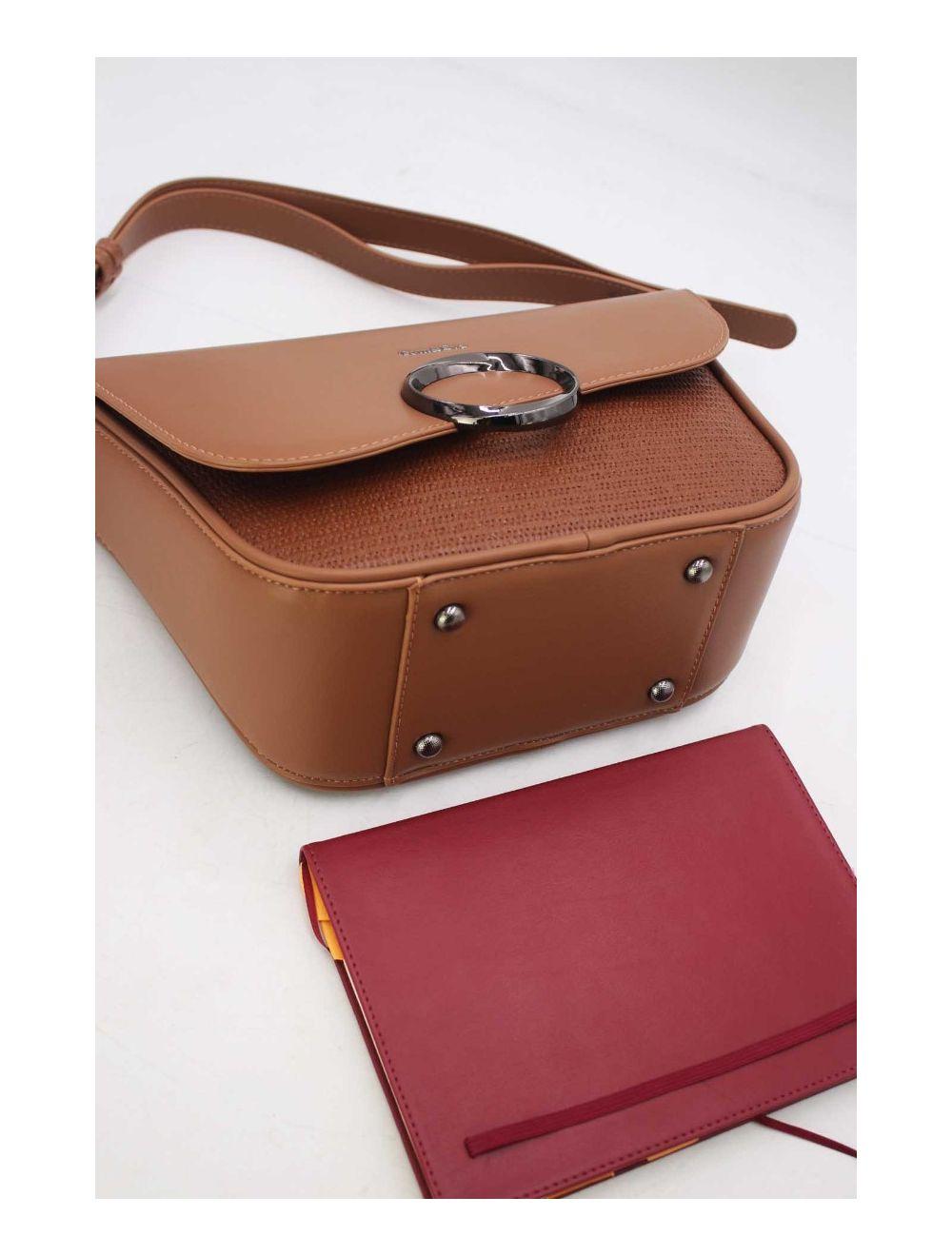 tom&eva Sac Porté Épaule à Rabat Ondulé-24B-5957-Apricot/Khaki