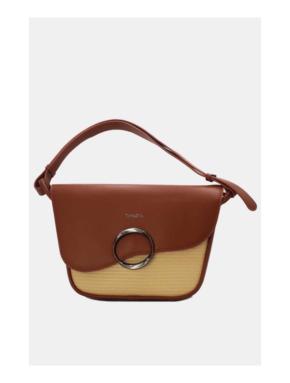 Tom&eva Sac Porté Épaule à Rabat Ondulé-24B-5957-Brown/Apricot