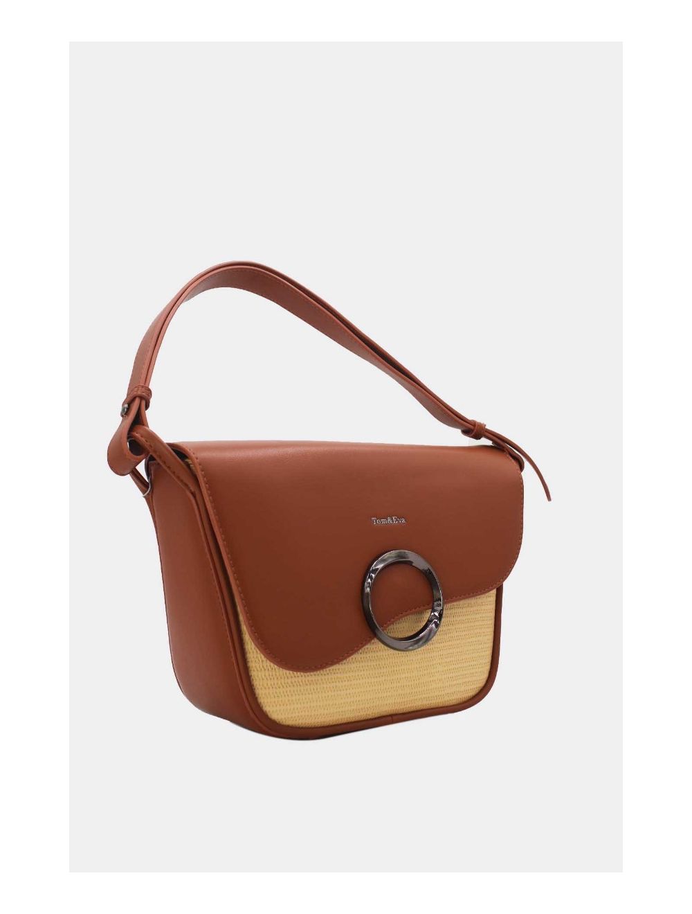 Tom&eva Sac Porté Épaule à Rabat Ondulé-24B-5957-Brown/Apricot