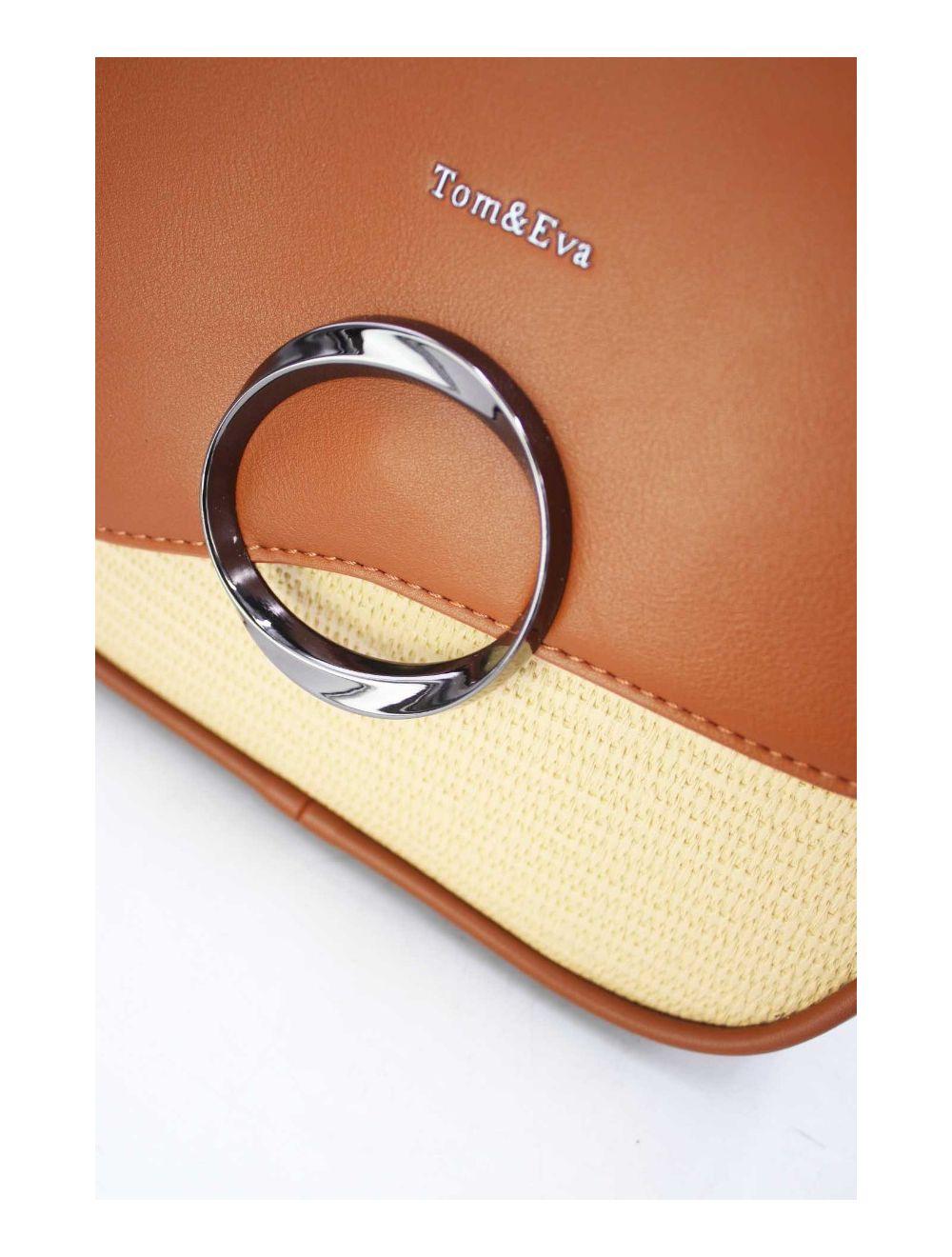 tom&eva Sac Porté Épaule à Rabat Ondulé-24B-5957-Brown/Apricot