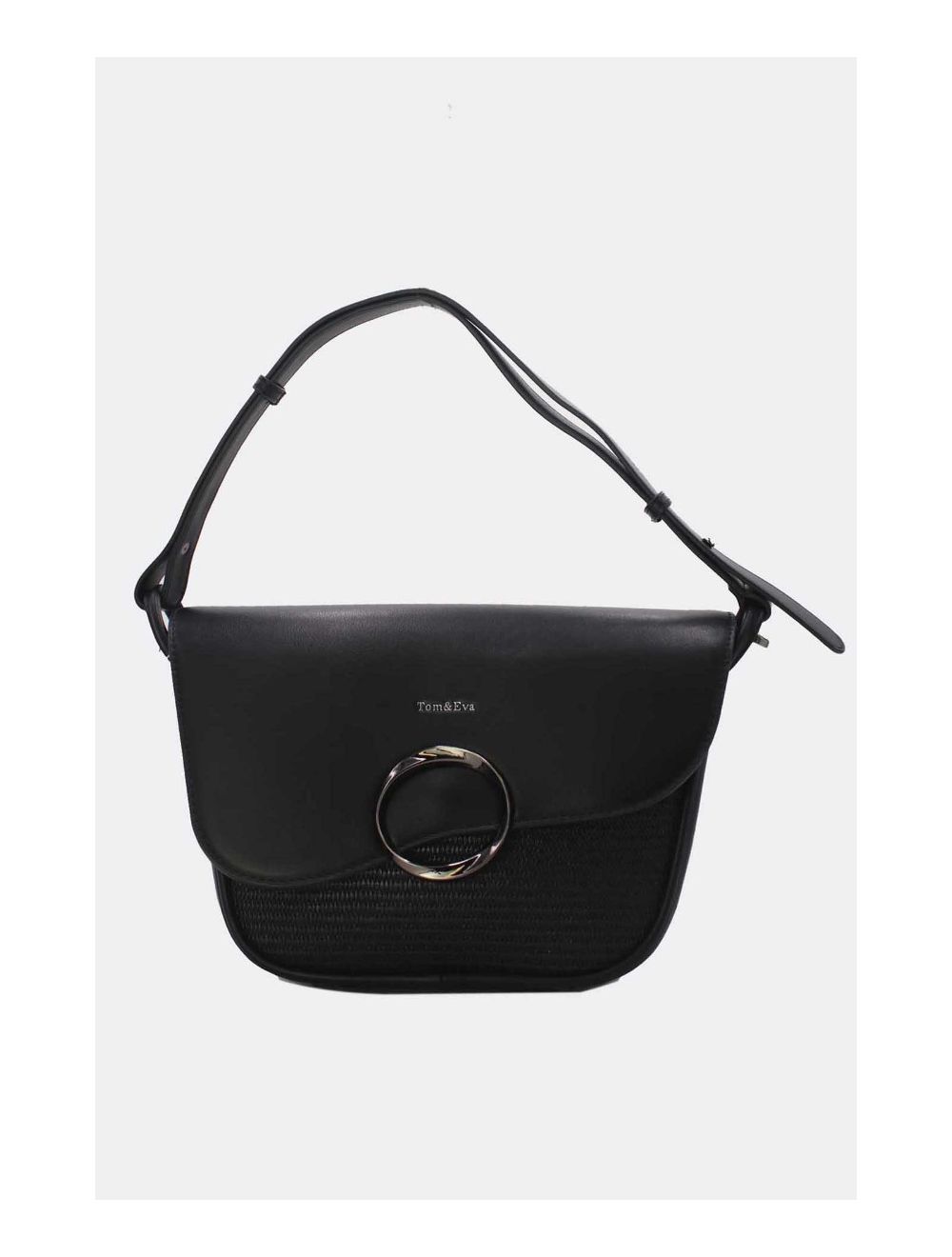 Tom&eva Sac Porté Épaule à Rabat Ondulé-24B-5957-Noir