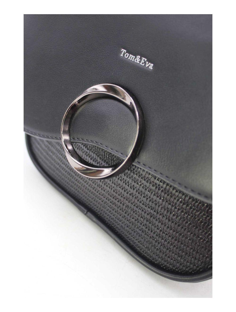 tom&eva Sac Porté Épaule à Rabat Ondulé-24B-5957-Noir