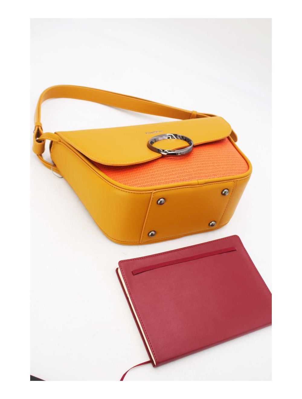 Tom&eva Sac Porté Épaule à Rabat Ondulé-24B-5957-Yellow/Orange