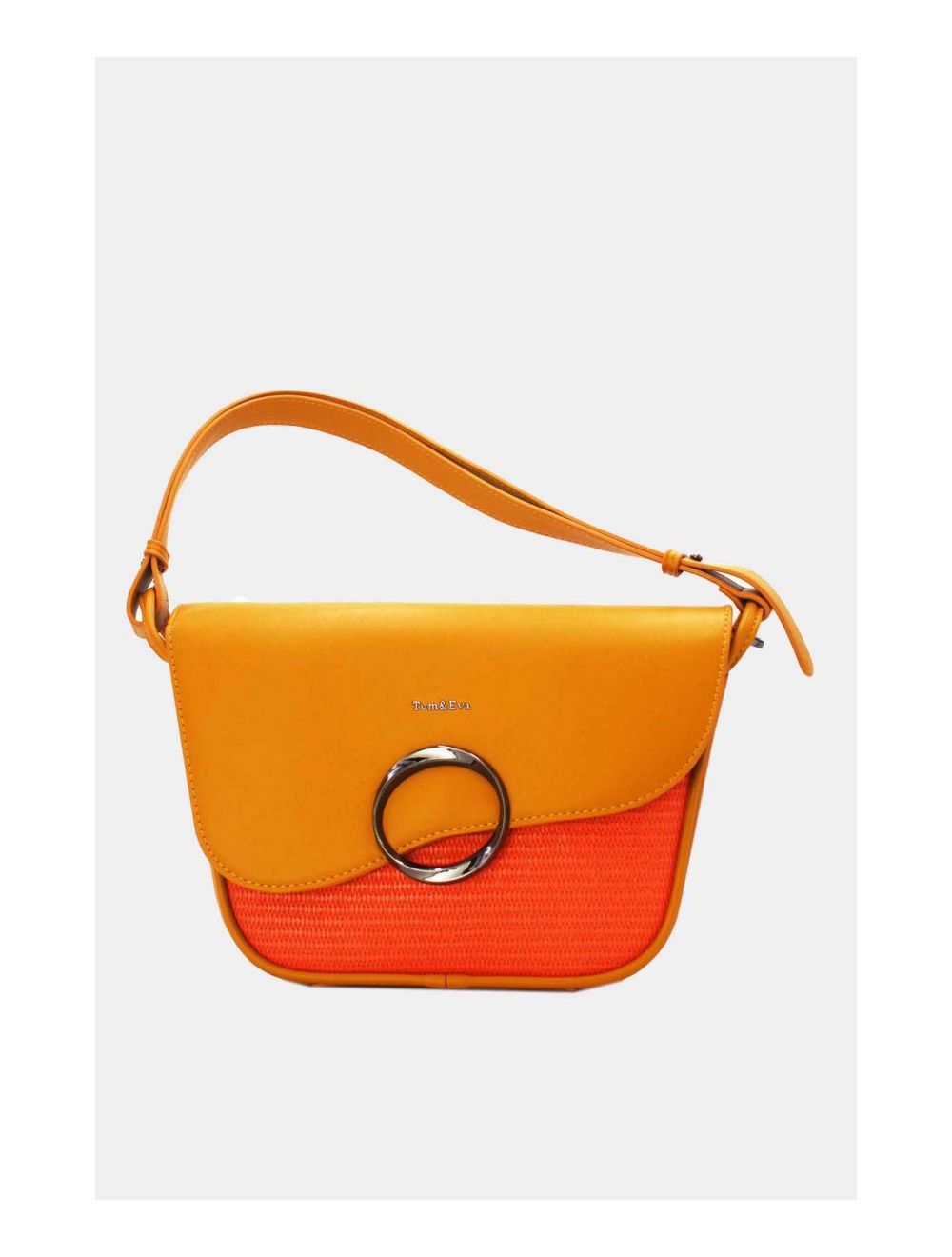 tom&eva Sac Porté Épaule à Rabat Ondulé-24B-5957-Yellow/Orange