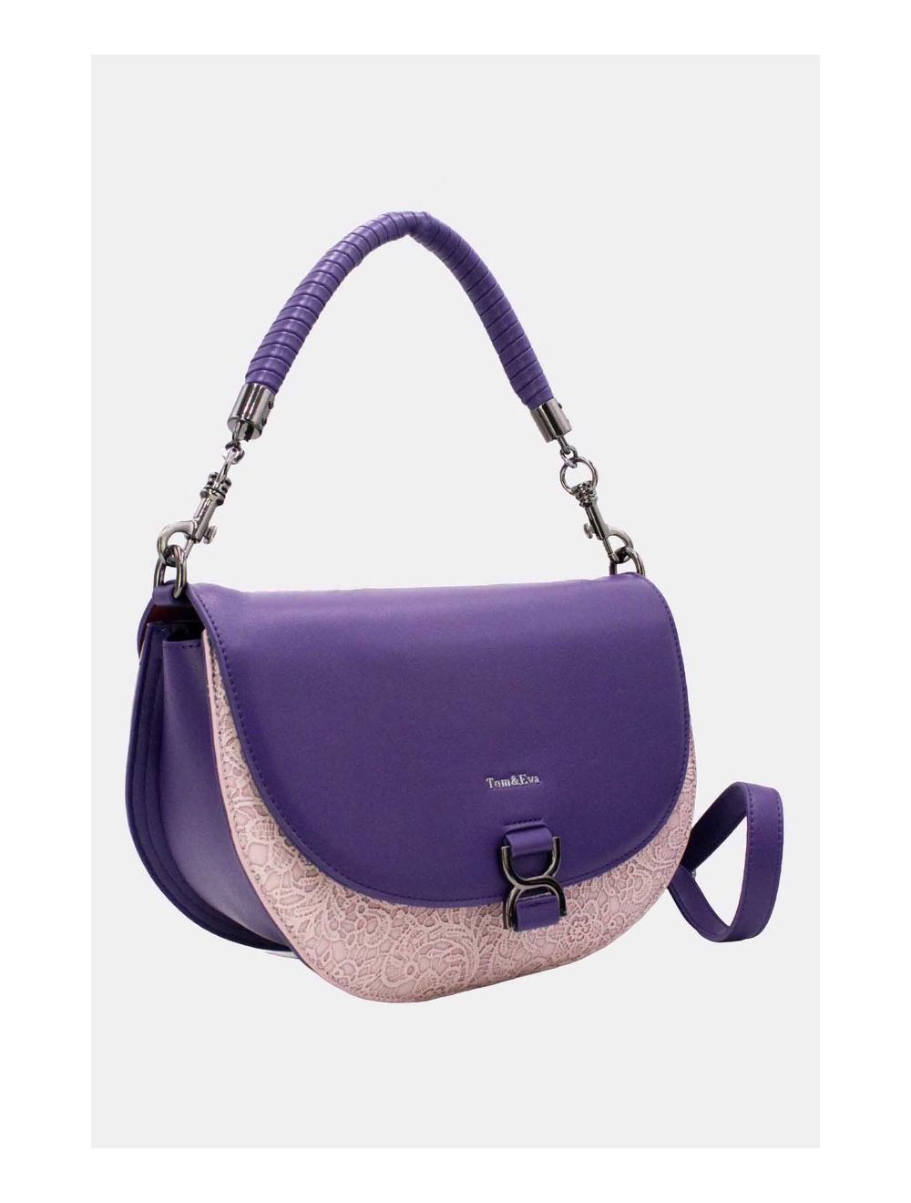 Tom&eva Sac Porté Épaule Bicolore Effet Dentelle 24B-6104-Violet