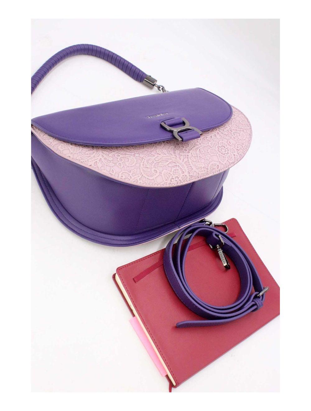 Tom&eva Sac Porté Épaule Bicolore Effet Dentelle 24B-6104-Violet