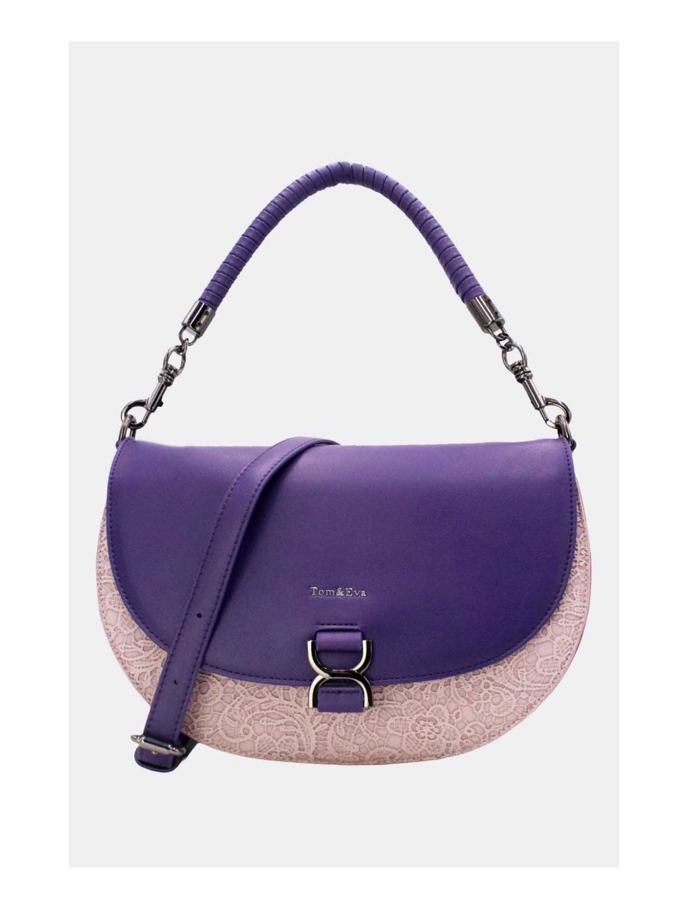 tom&eva Sac Porté Épaule Bicolore Effet Dentelle 24B-6104-Violet