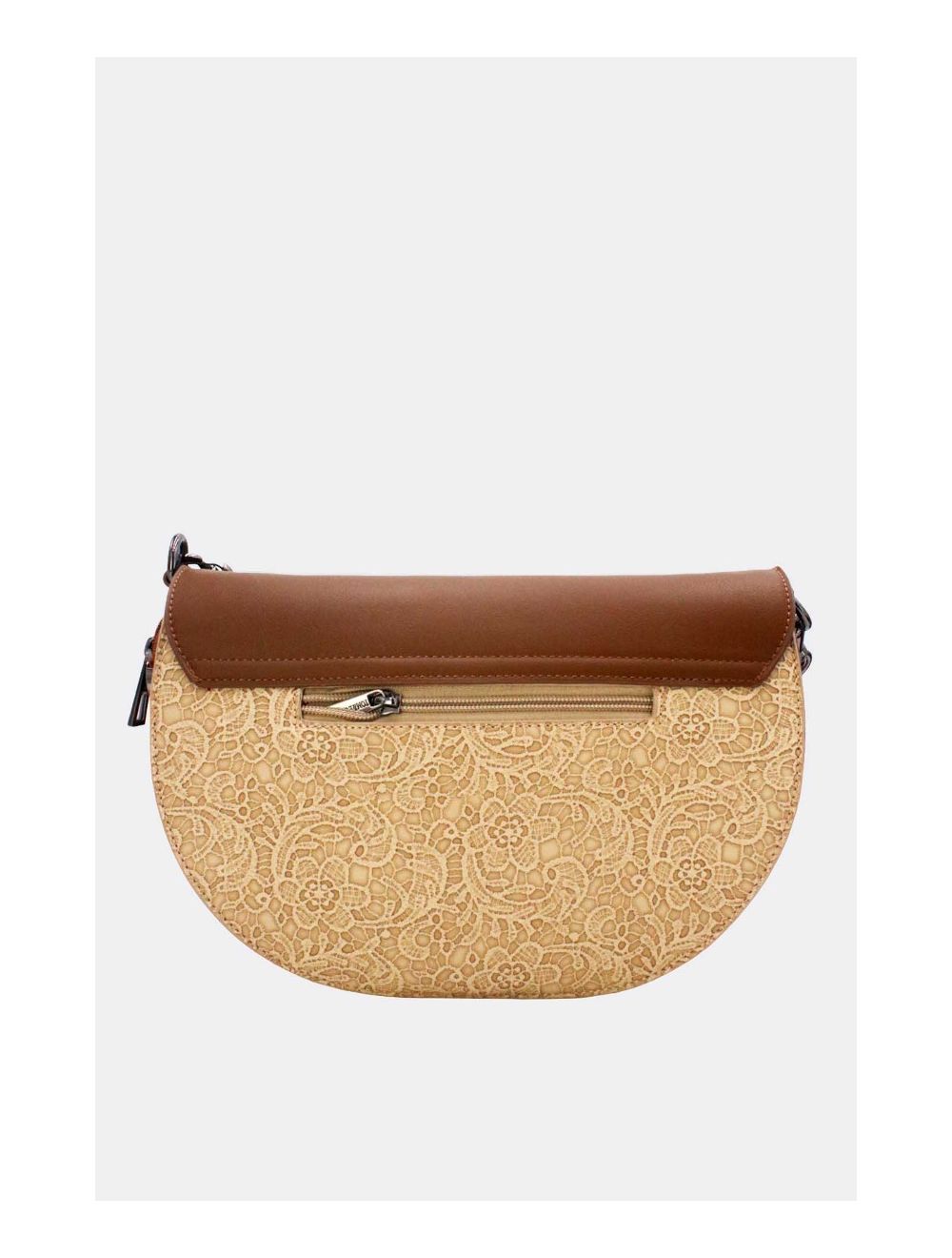 Tom&eva Sac Porté Épaule Bicolore Effet Dentelle 24B-6104-Apricot/Coffee