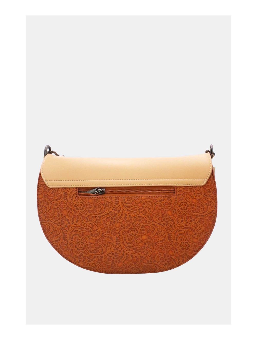 tom&eva Sac Porté Épaule Bicolore Effet Dentelle 24B-6104-Brown/Apricot