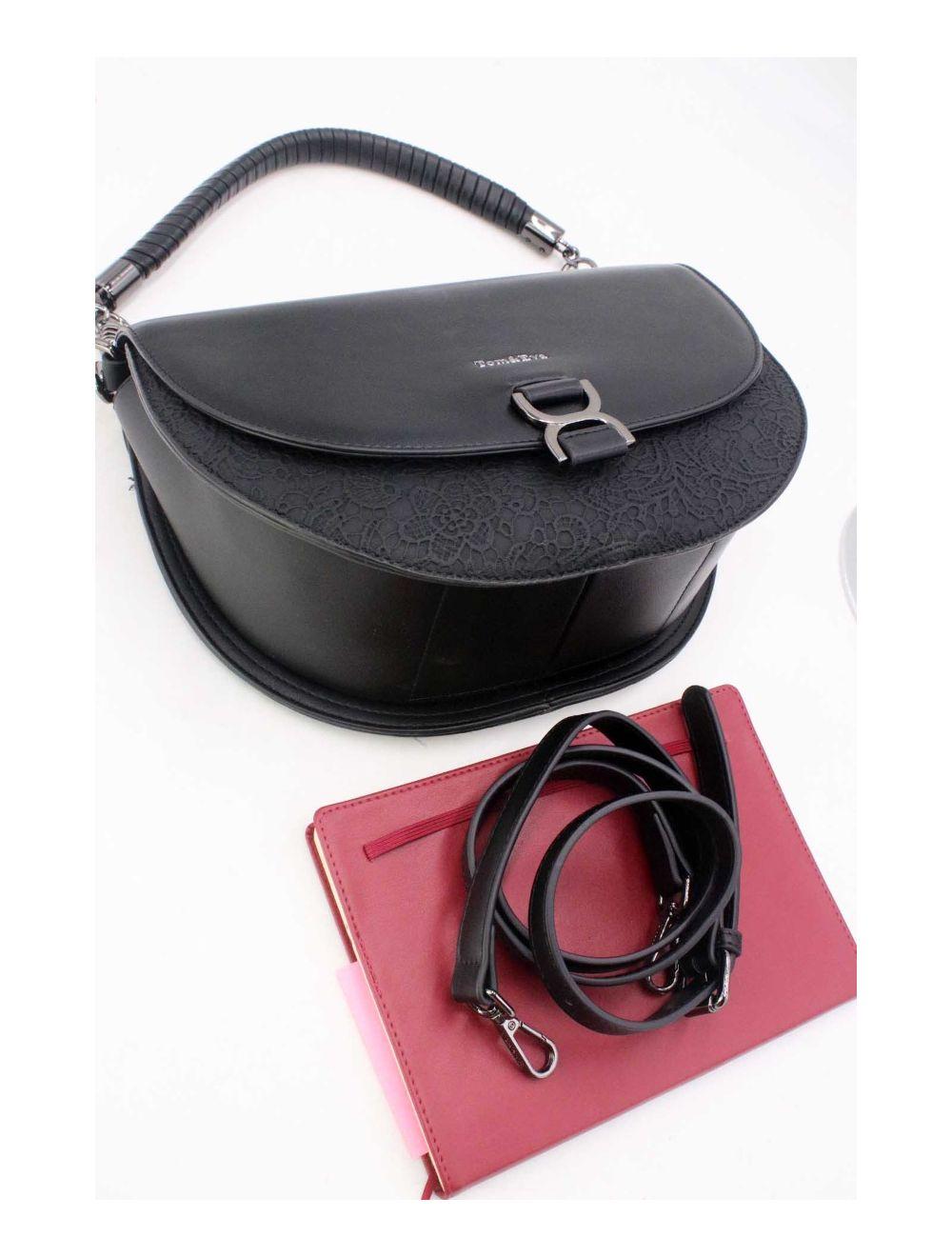 Tom&eva Sac Porté Épaule Bicolore Effet Dentelle 24B-6104-Noir