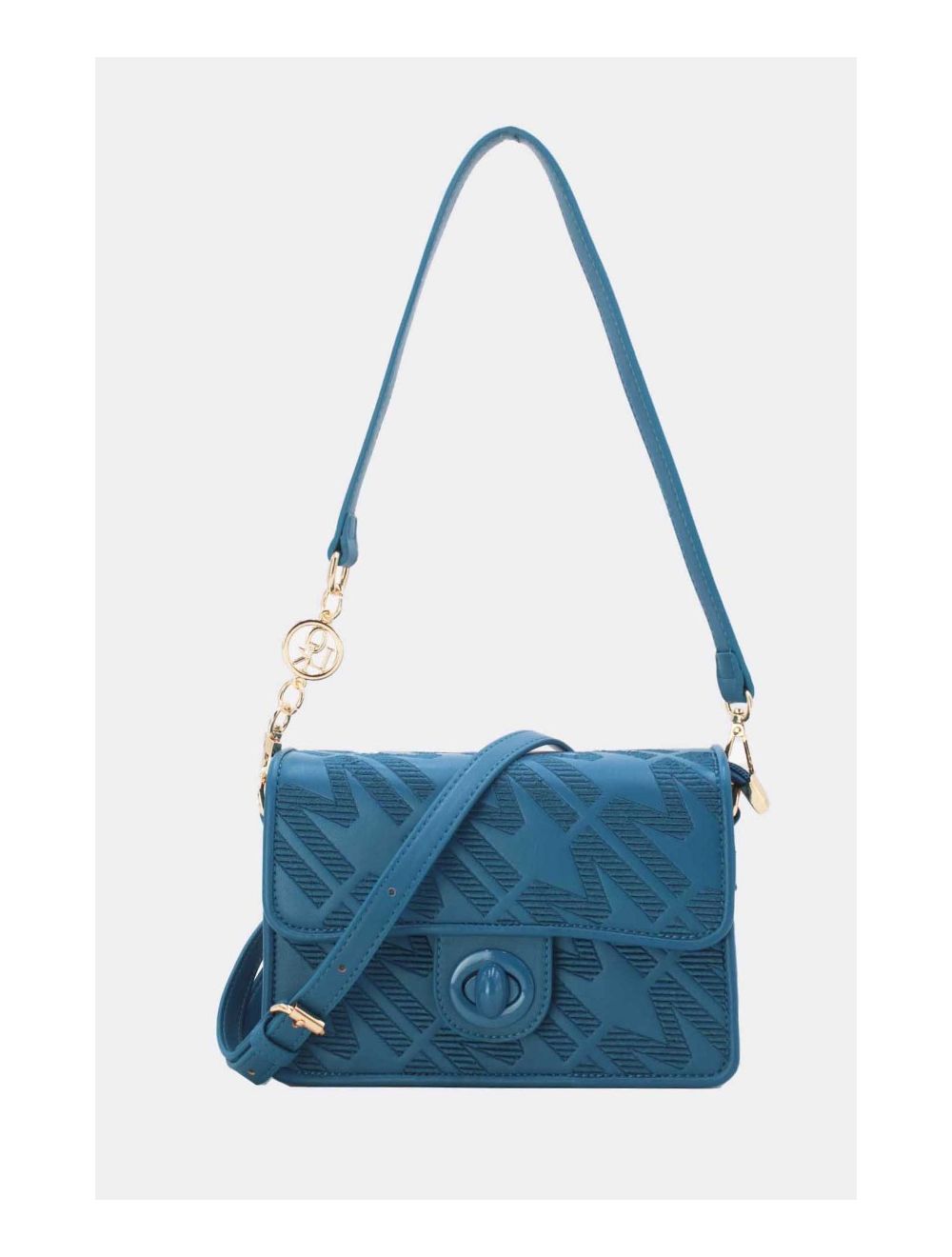 Tom&eva Sac Porté Épaule Brodé M Avec Double Bandoulière 24B-5889-Bleu