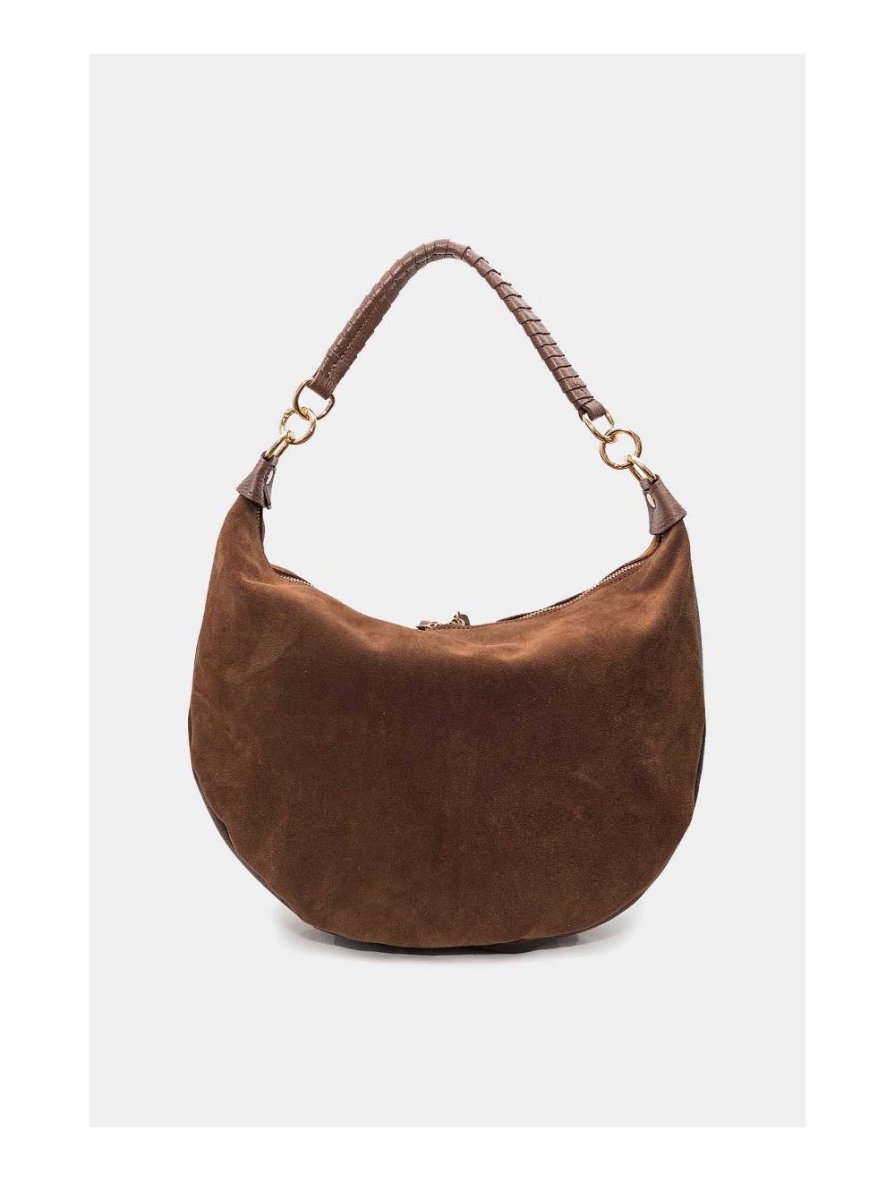 Tom&eva Sac Porté Épaule Croûte Cuir Vachette Suède Et Grainée 4165 NADINE SUEDE-Marron