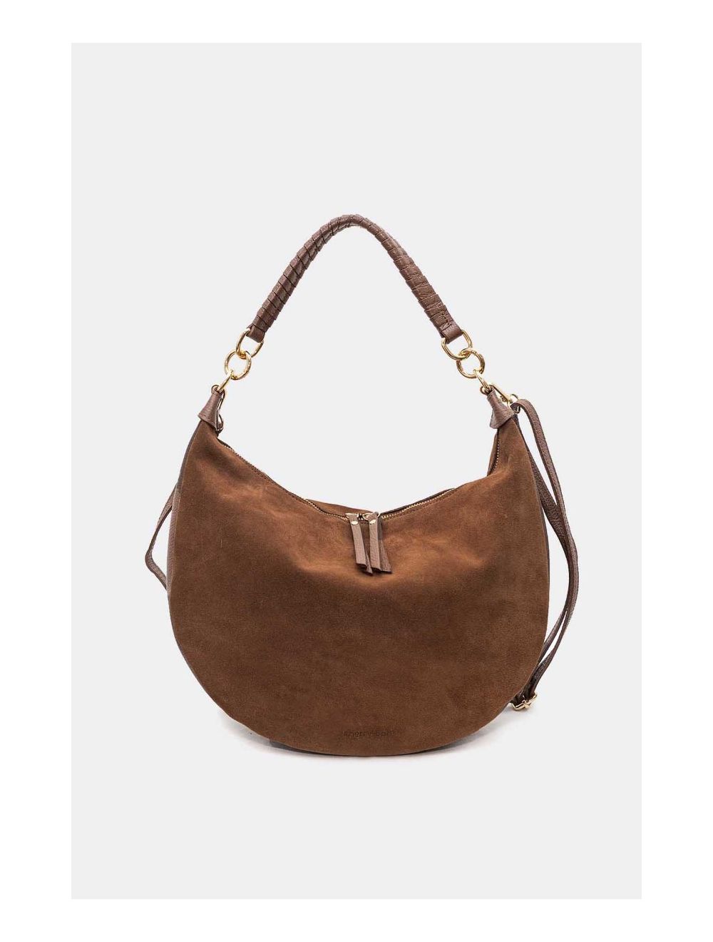 tom&eva Sac Porté Épaule Croûte Cuir Vachette Suède et Grainée 4165 NADINE SUEDE-Marron