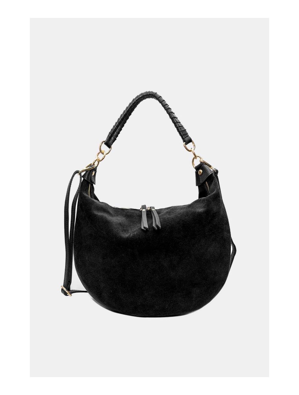 Tom&eva Sac Porté Épaule Croûte Cuir Vachette Suède Et Grainée 4165 NADINE SUEDE-Noir