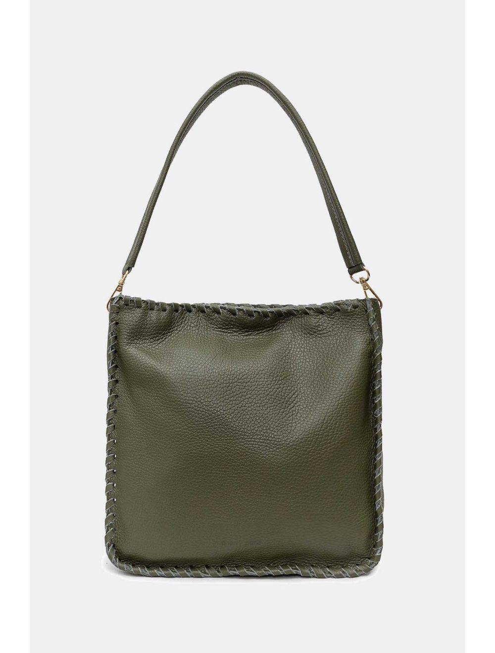 tom&eva Sac Porté Épaule De Vachette Grainé 4156 STEPHANIE-Kaki