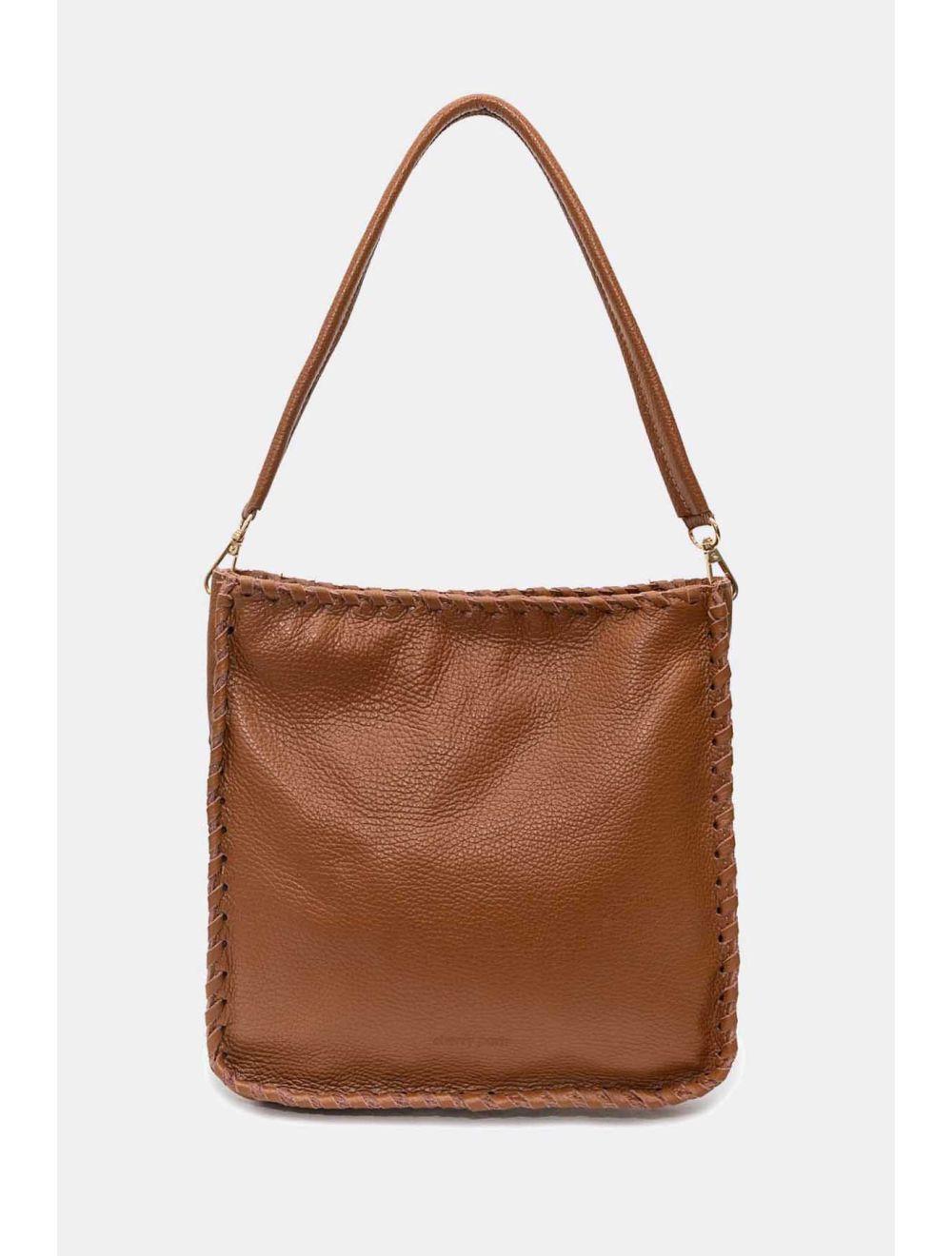 tom&eva Sac Porté Épaule De Vachette Grainé 4156 STEPHANIE-Cognac