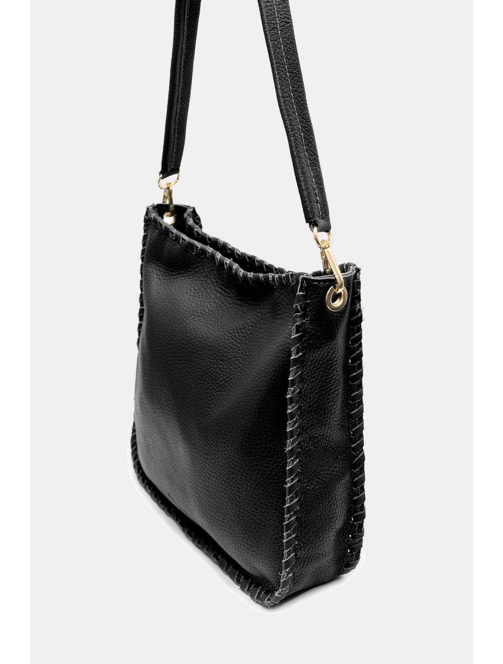 Tom&eva Sac Porté Épaule De Vachette Grainé 4156 STEPHANIE-Noir