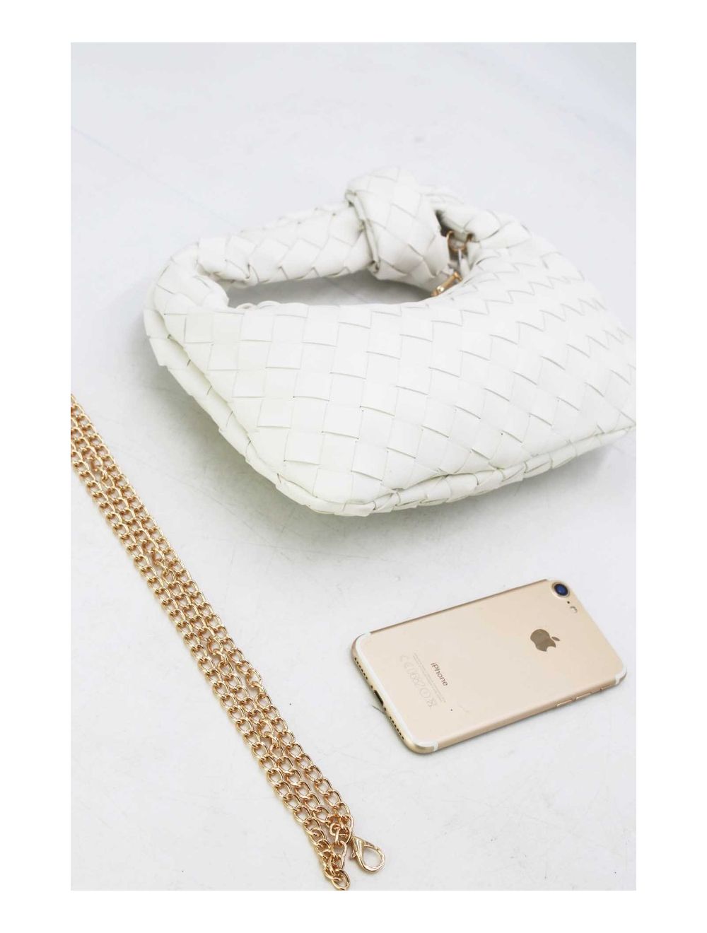 tom&eva Sac Porté Épaule Demi Lune Tressé 24P-5934-Blanc