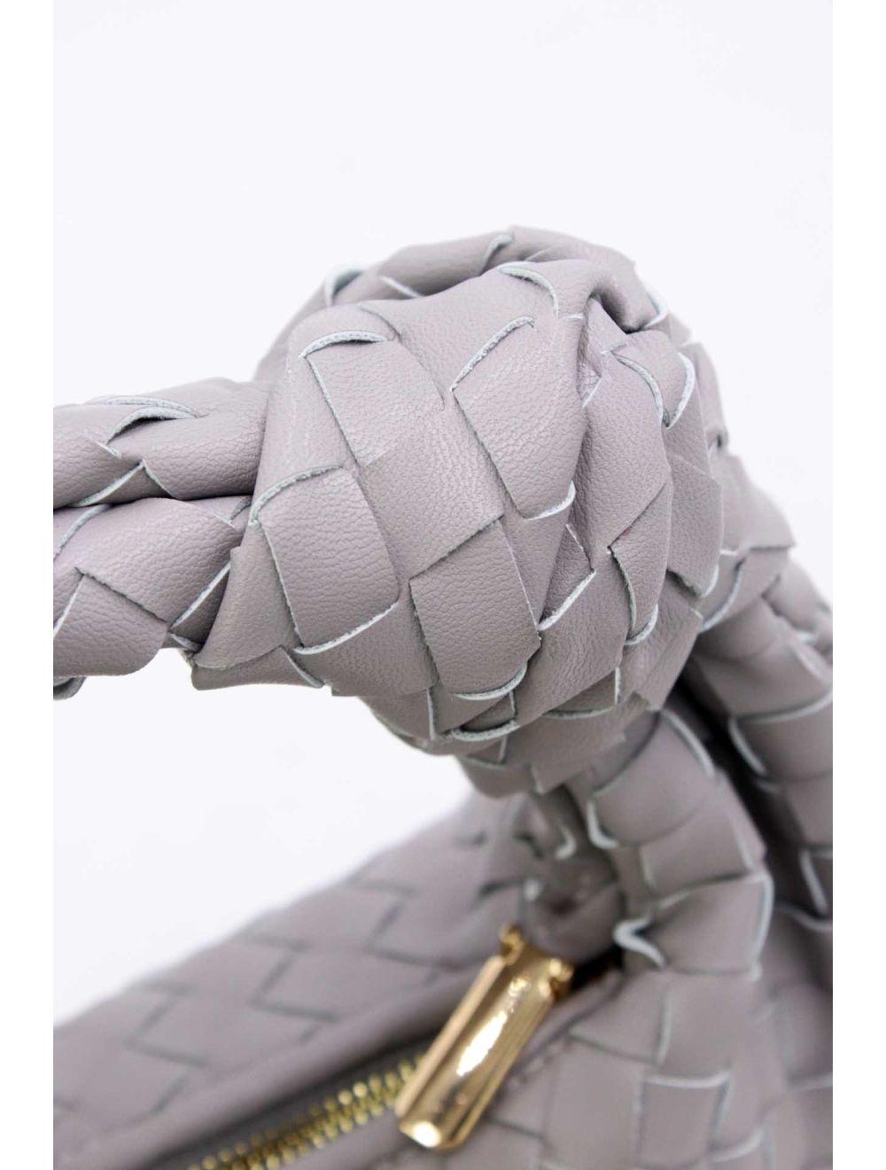 Tom&eva Sac Porté Épaule Demi Lune Tressé 24P-5934-Gris