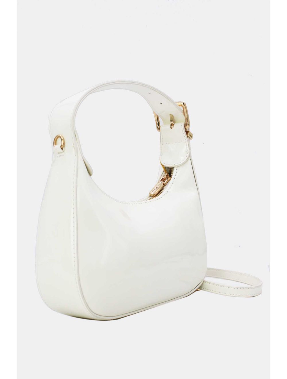Tom&eva Sac Porté Épaule Demi Lune Verni Forme Croissant 24P-5910-Blanc