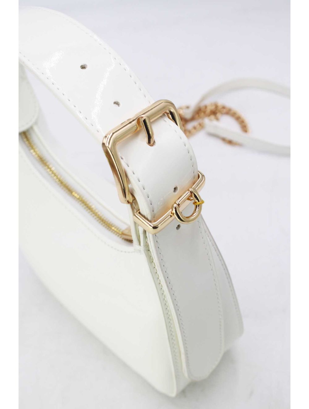 Tom&eva Sac Porté Épaule Demi Lune Verni Forme Croissant 24P-5910-Blanc