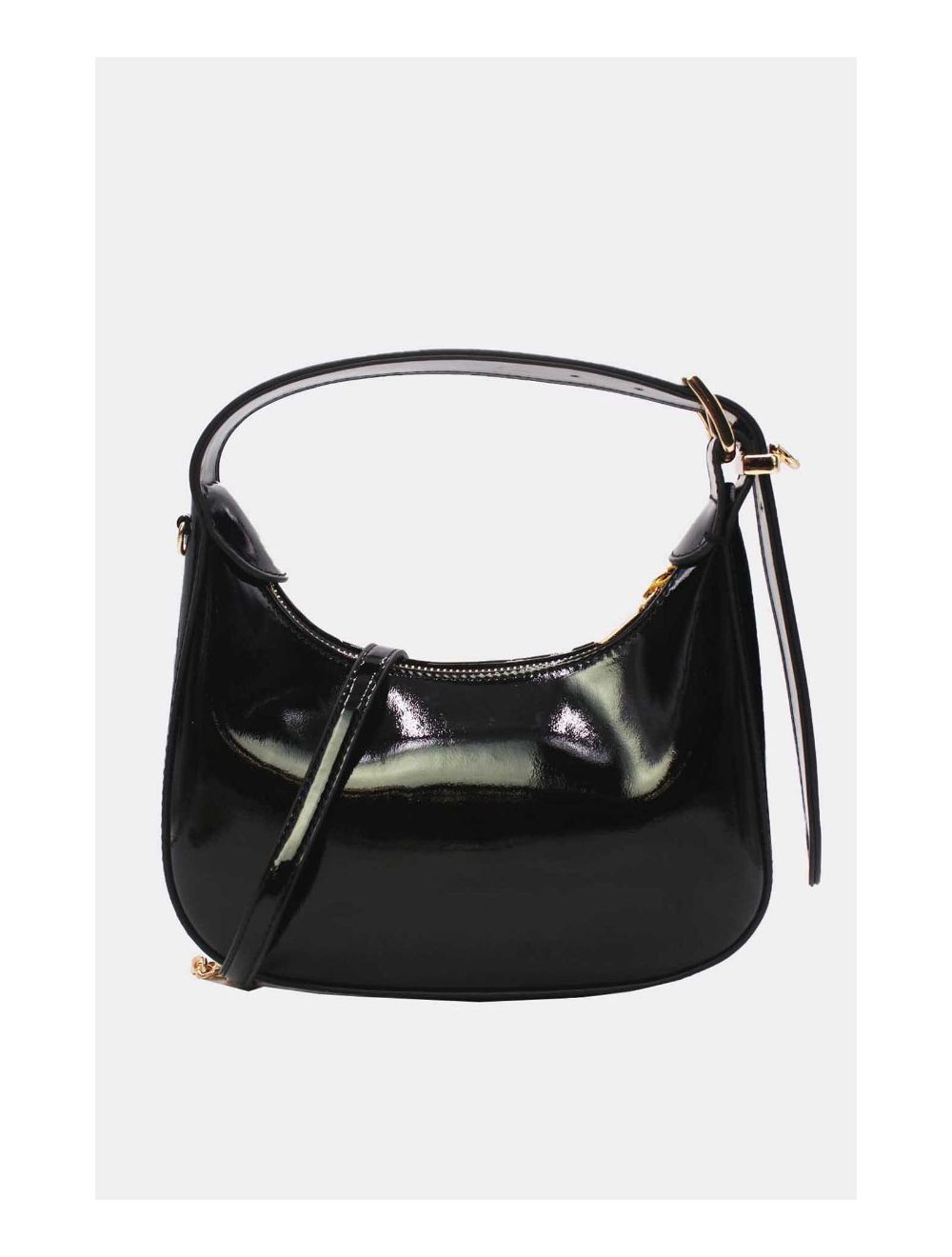 Tom&eva Sac Porté Épaule Demi Lune Verni Forme Croissant 24P-5910-Noir