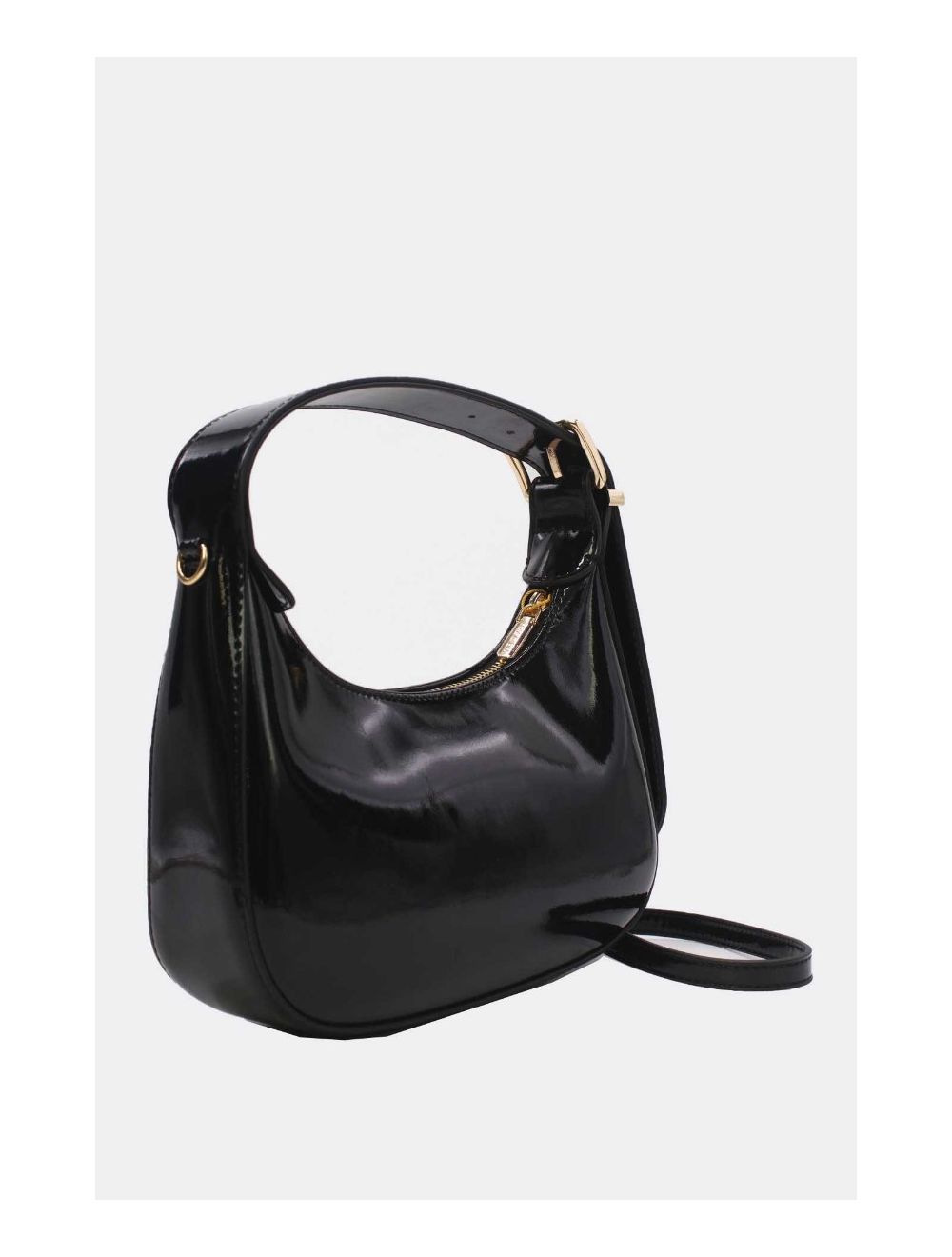 Tom&eva Sac Porté Épaule Demi Lune Verni Forme Croissant 24P-5910-Noir