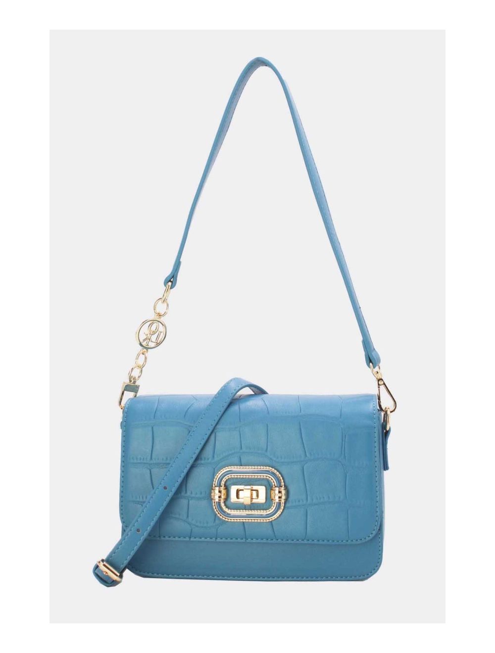 Tom&eva Sac Porté Épaule Effet Croco Avec Double Bandoulière 24B-5891-Bleu