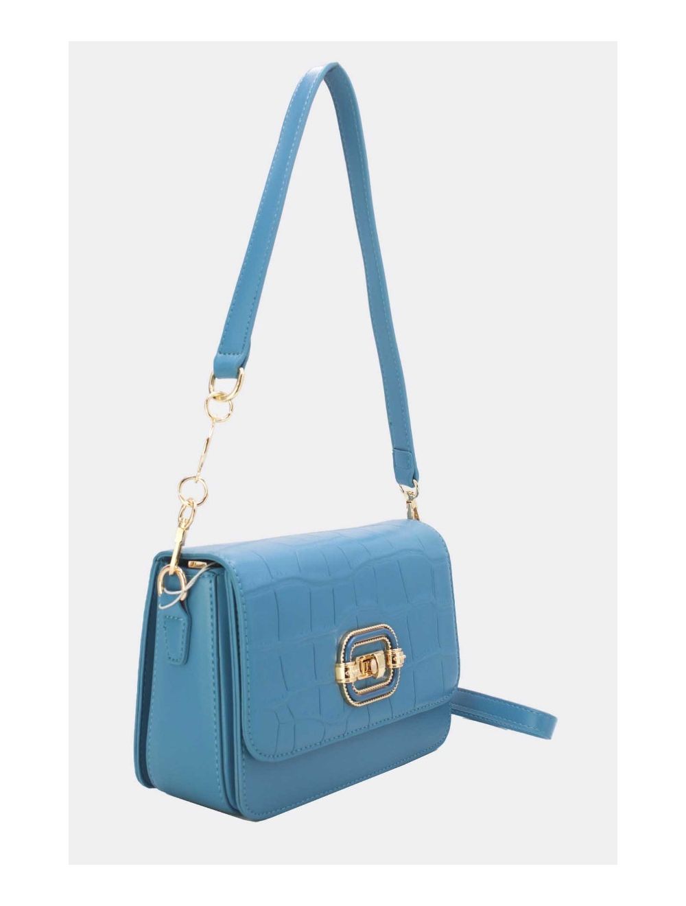 Tom&eva Sac Porté Épaule Effet Croco Avec Double Bandoulière 24B-5891-Bleu