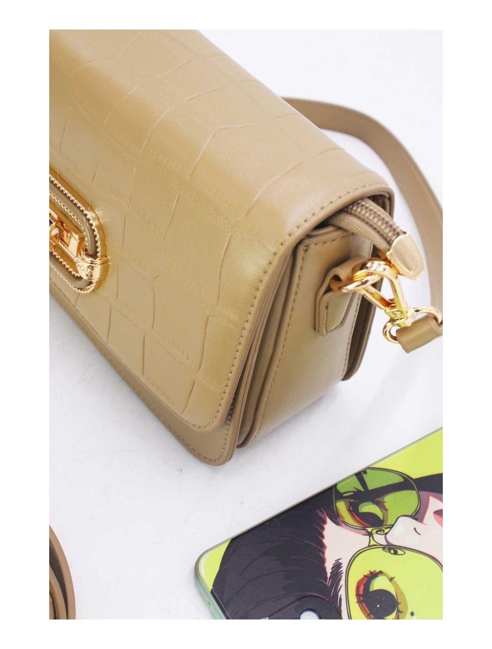 tom&eva Sac Porté Épaule Effet Croco Avec Double Bandoulière 24B-5891-Kaki