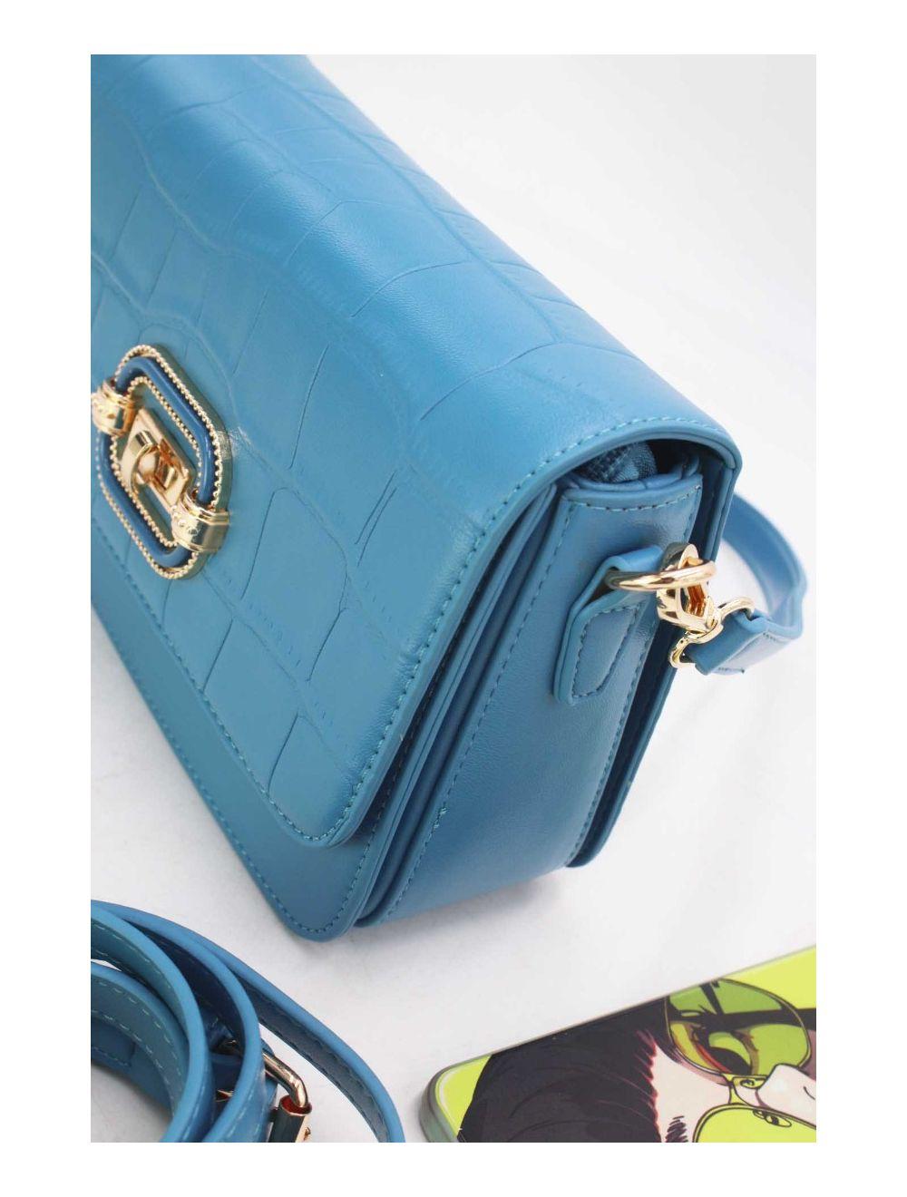 tom&eva Sac Porté Épaule Effet Croco Avec Double Bandoulière 24B-5891-Bleu