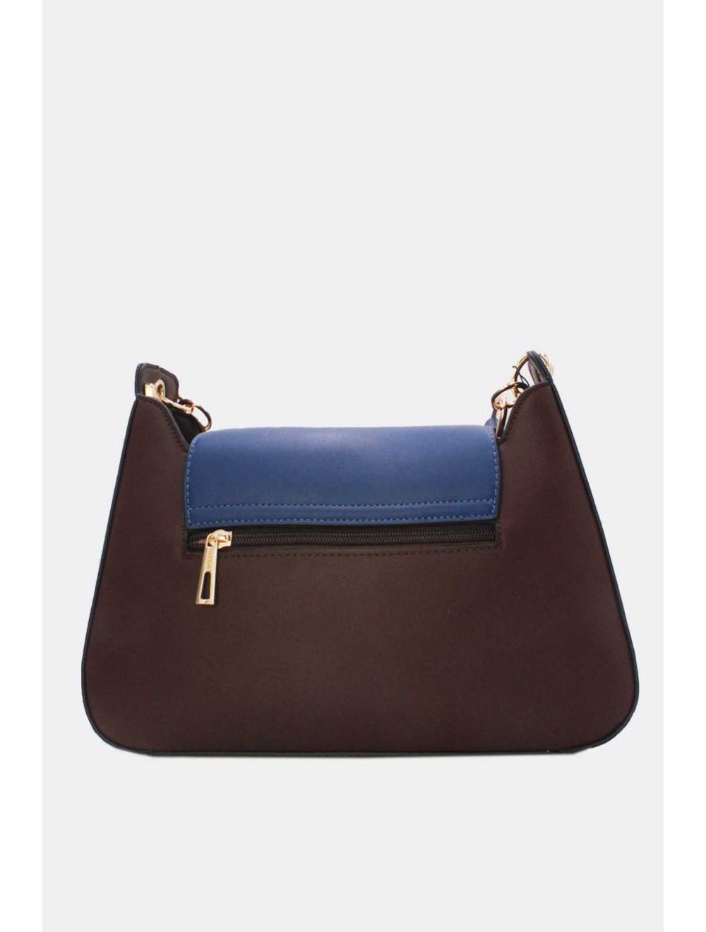 Tom&eva Sac Porté Épaule Effet Cuir Lisse Bicolore 24B-5921-Coffee/blue/khaki