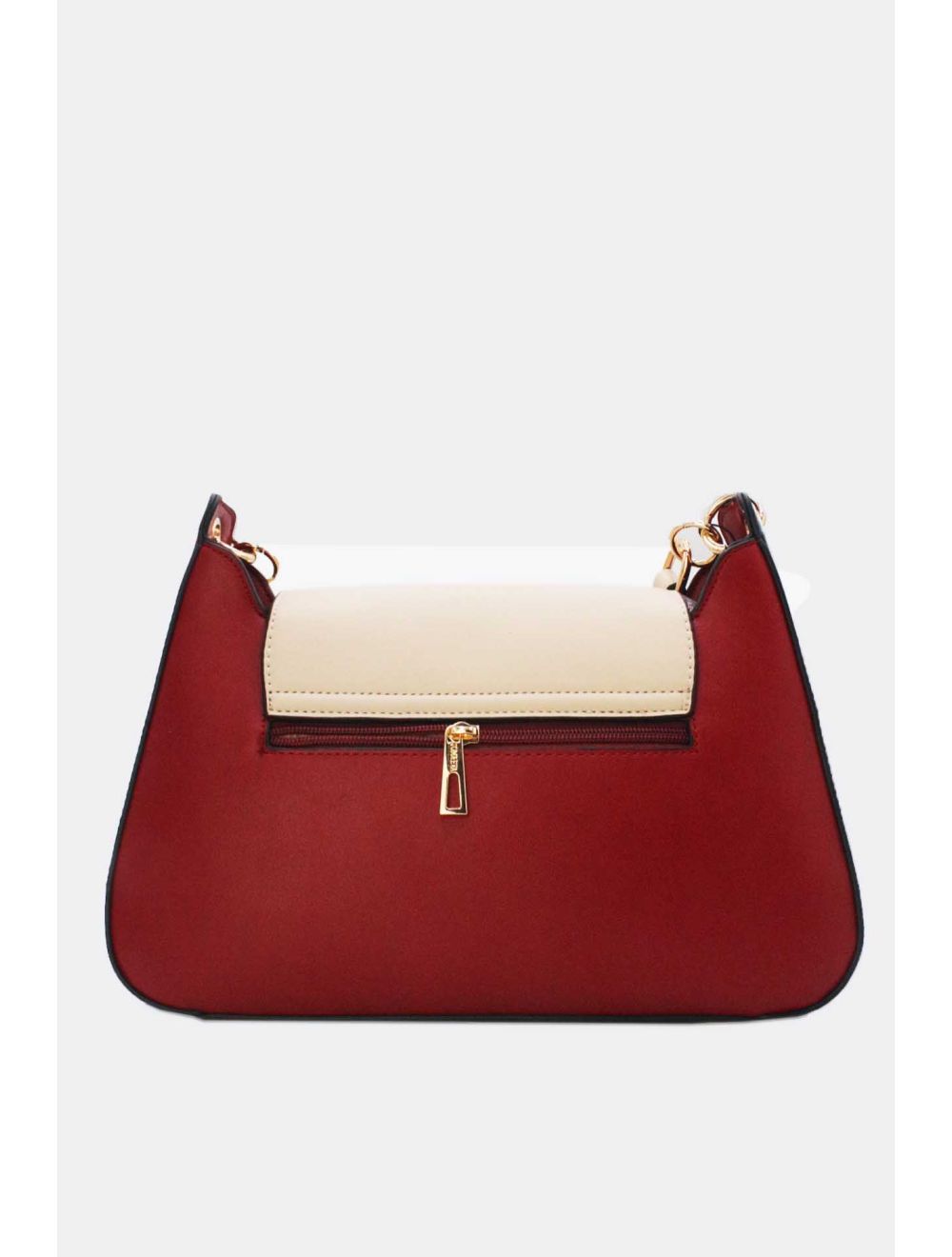 Tom&eva Sac Porté Épaule Effet Cuir Lisse Bicolore 24B-5921-Wine/khaki/black