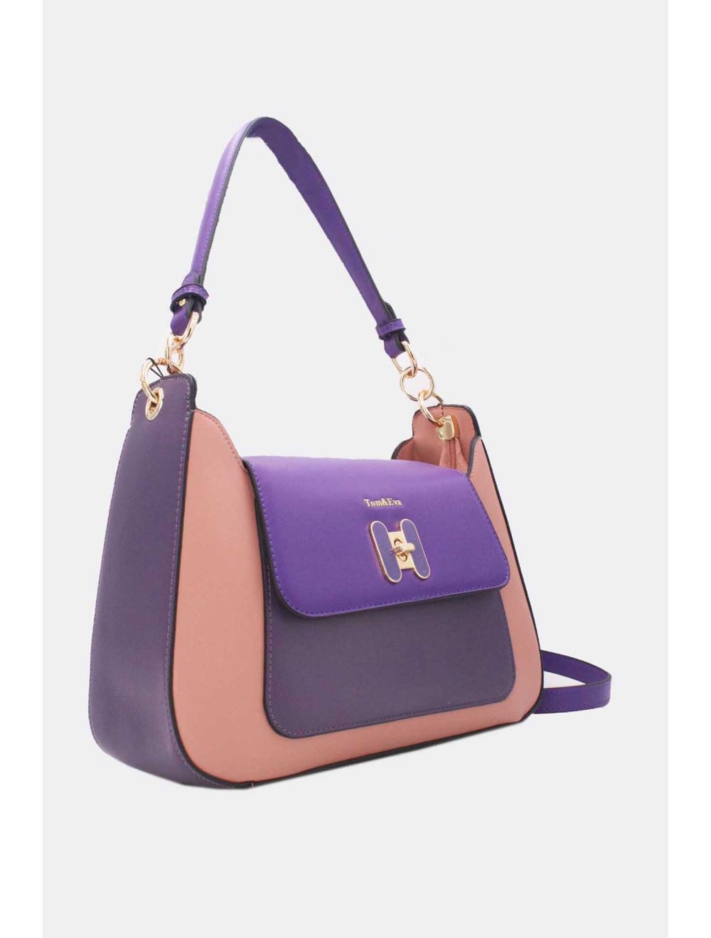 Tom&eva Sac Porté Épaule Effet Cuir Lisse Bicolore 24B-5921-L.purple/purple/d.purple