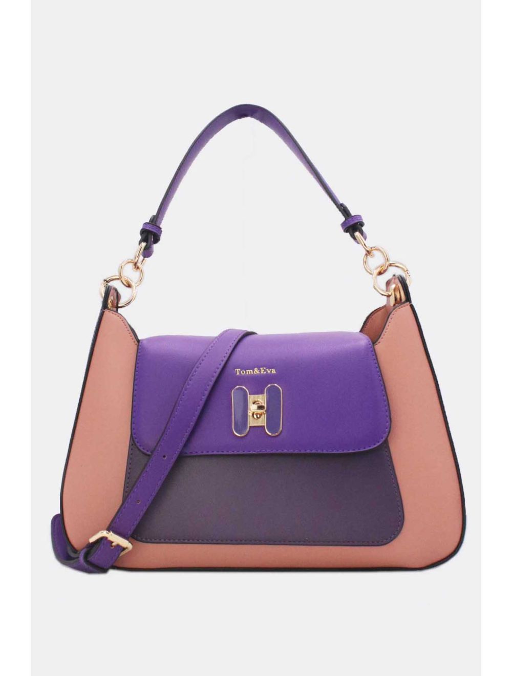 tom&eva Sac Porté Épaule Effet Cuir Lisse Bicolore 24B-5921-L.purple/purple/d.purple