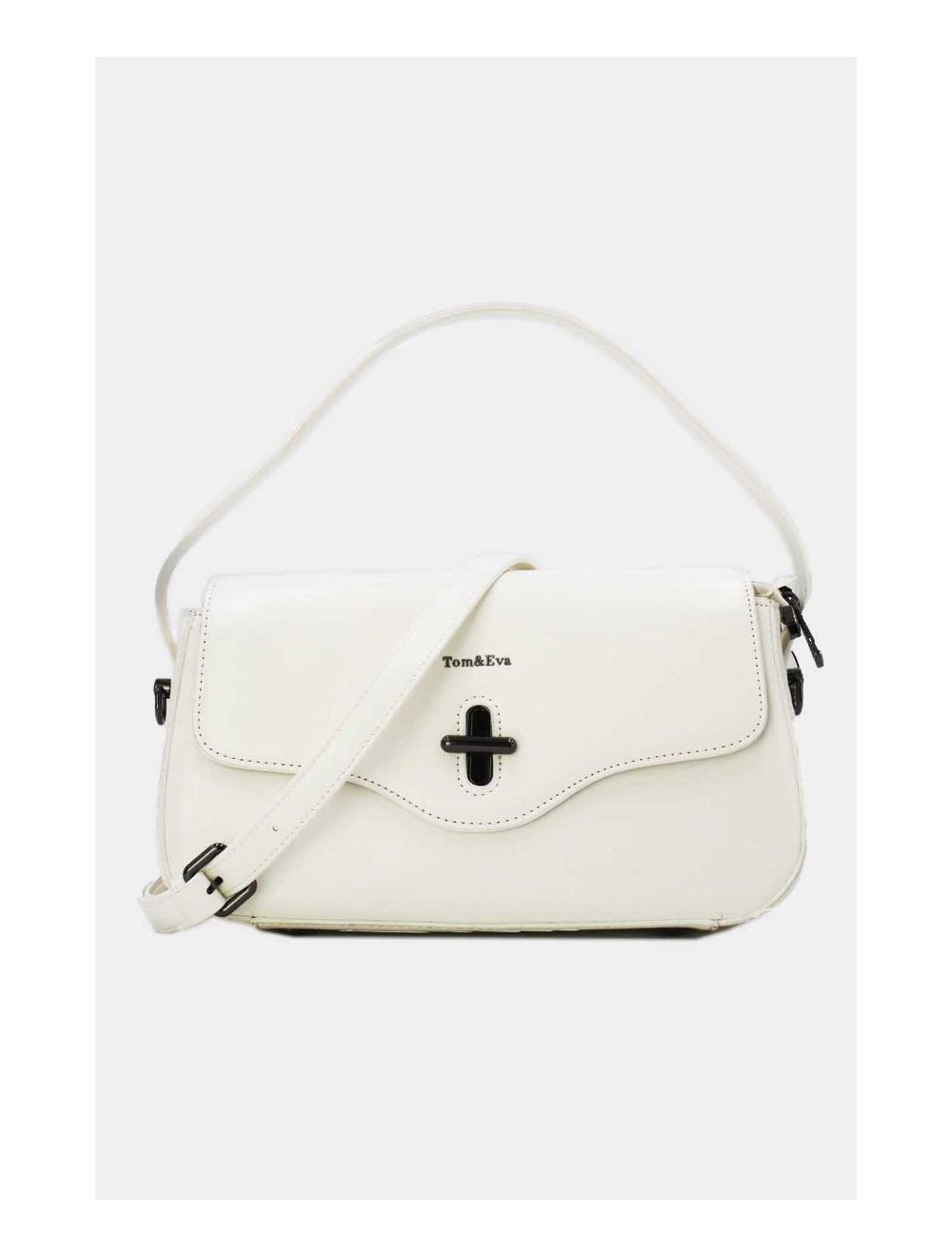 Tom&eva Sac Porté Épaule Effet Cuir Vernis 24B-6093-Blanc