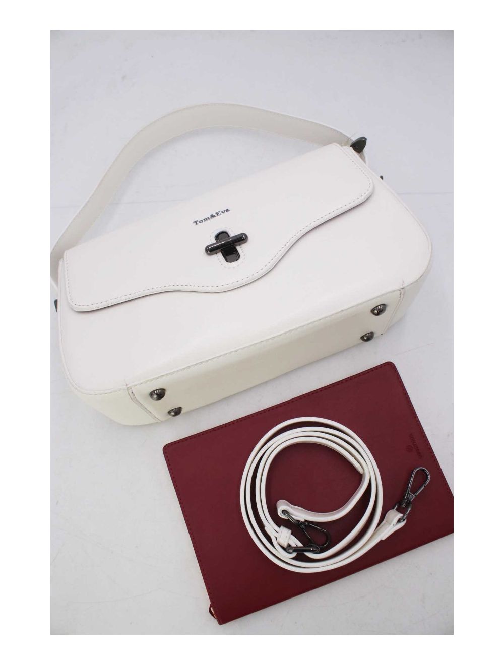 tom&eva Sac Porté Épaule Effet Cuir Vernis 24B-6093-Blanc