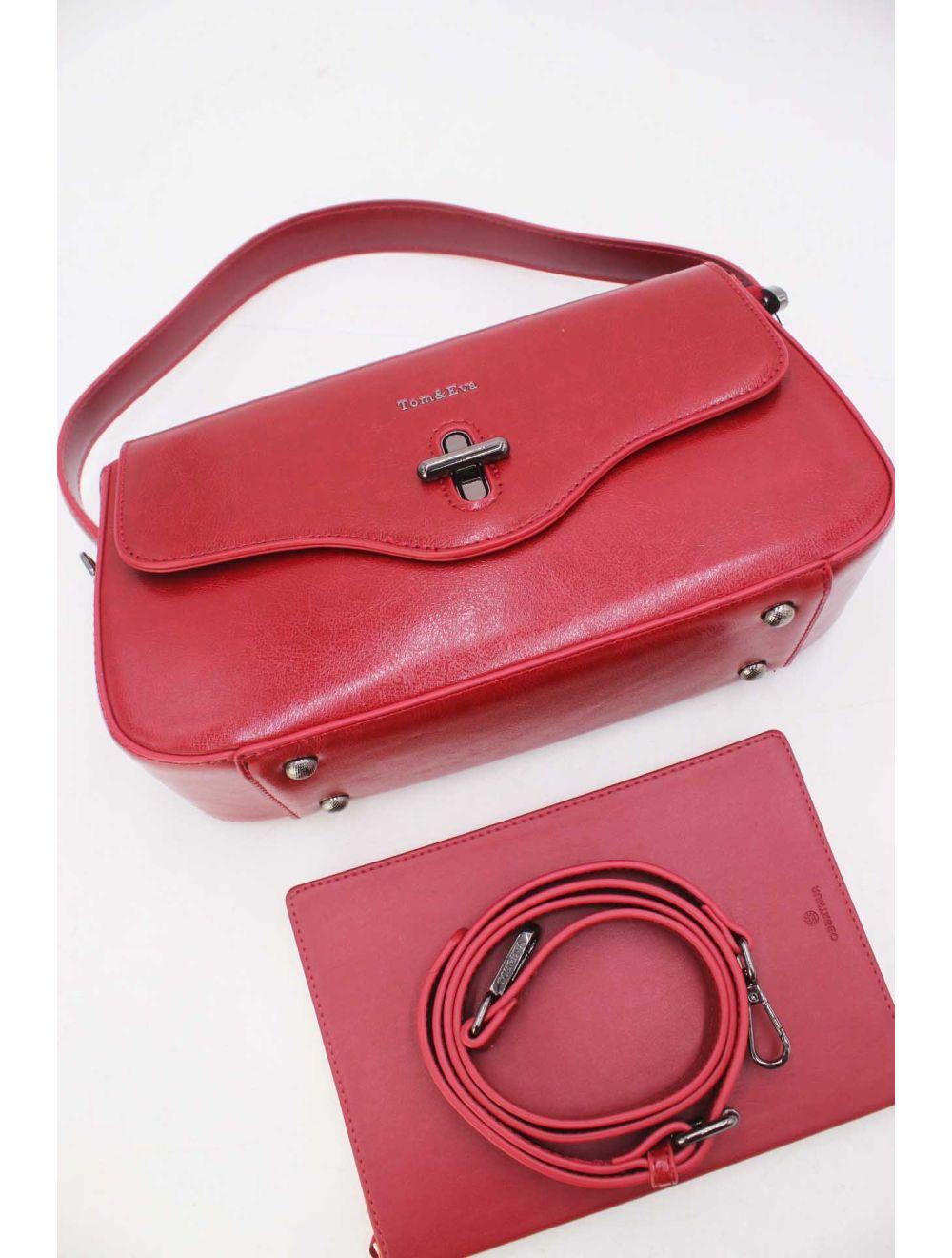 Tom&eva Sac Porté Épaule Effet Cuir Vernis 24B-6093-Burgundy