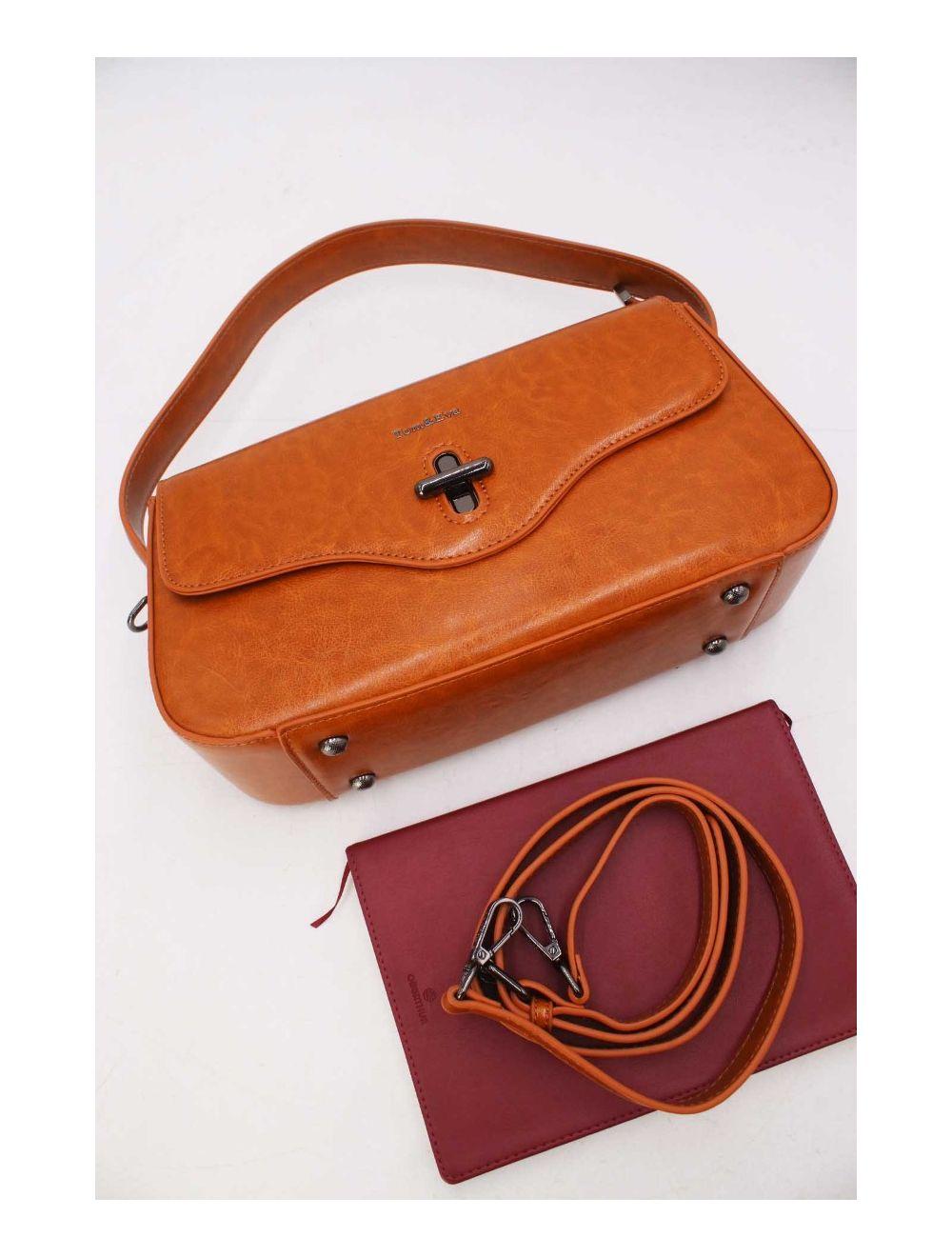 Tom&eva Sac Porté Épaule Effet Cuir Vernis 24B-6093-Marron