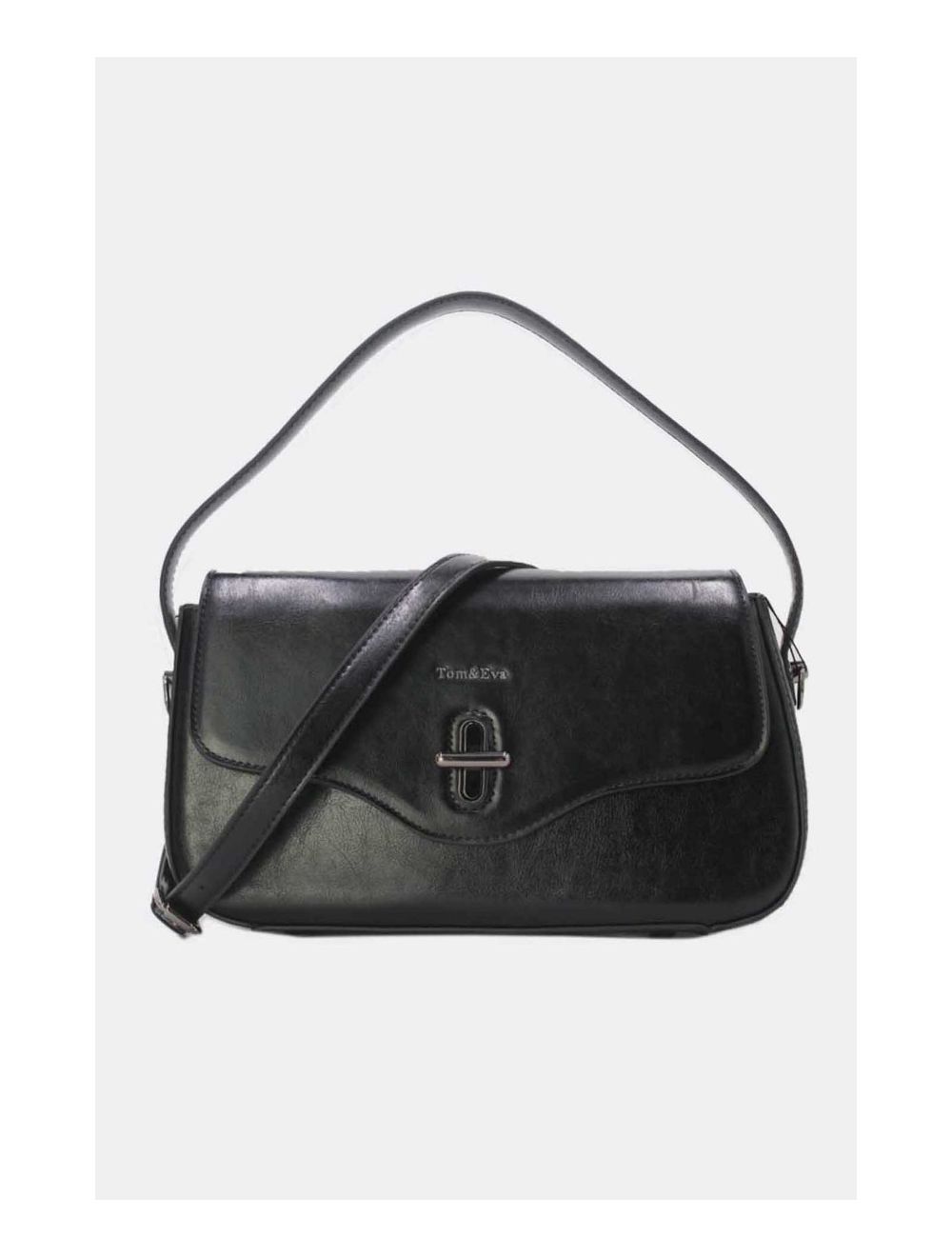 Tom&eva Sac Porté Épaule Effet Cuir Vernis 24B-6093-Noir