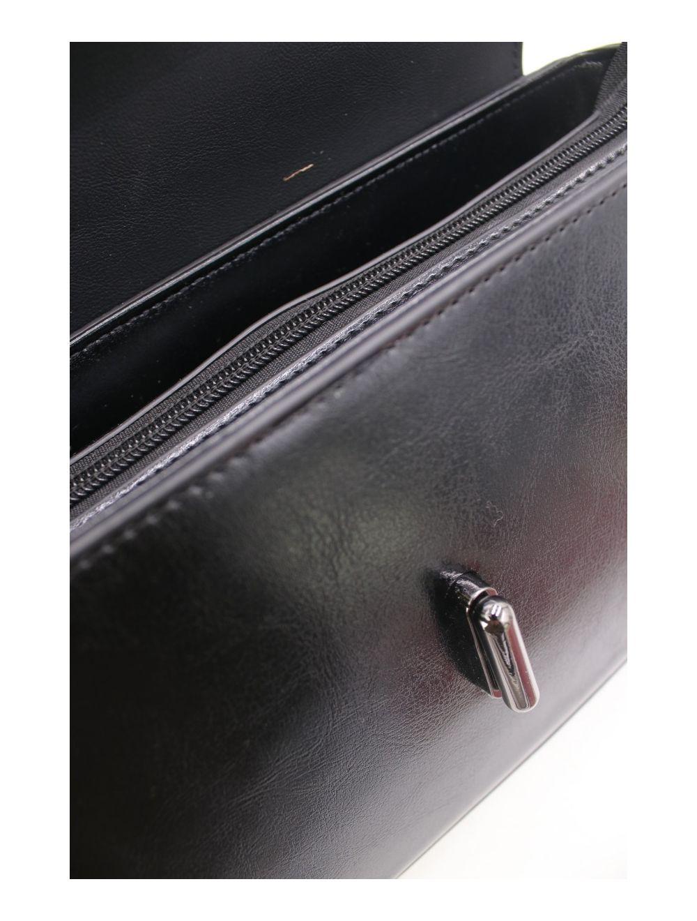 tom&eva Sac Porté Épaule Effet Cuir Vernis 24B-6093-Noir